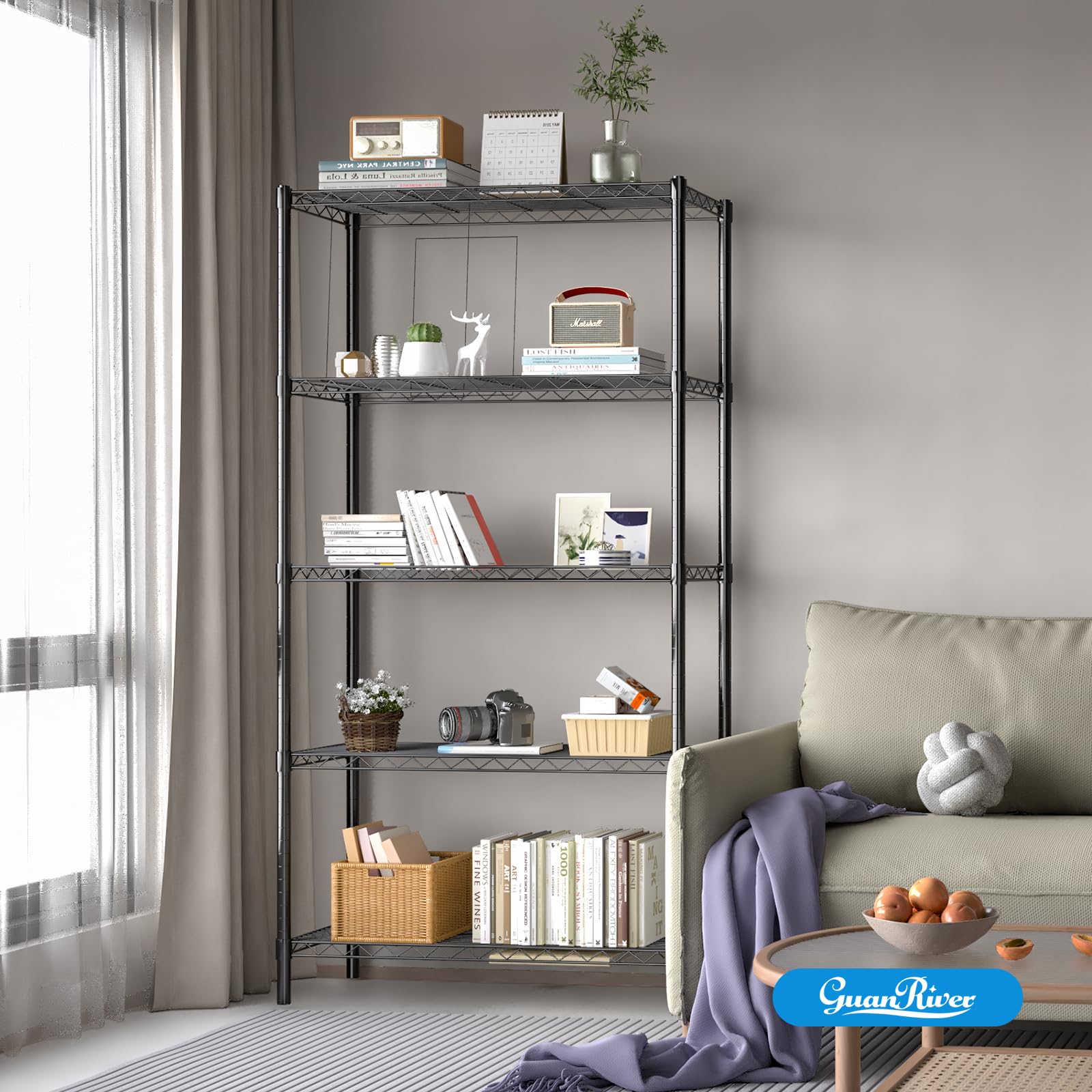 5 Shelf Adjustable Metal Wire Shelving