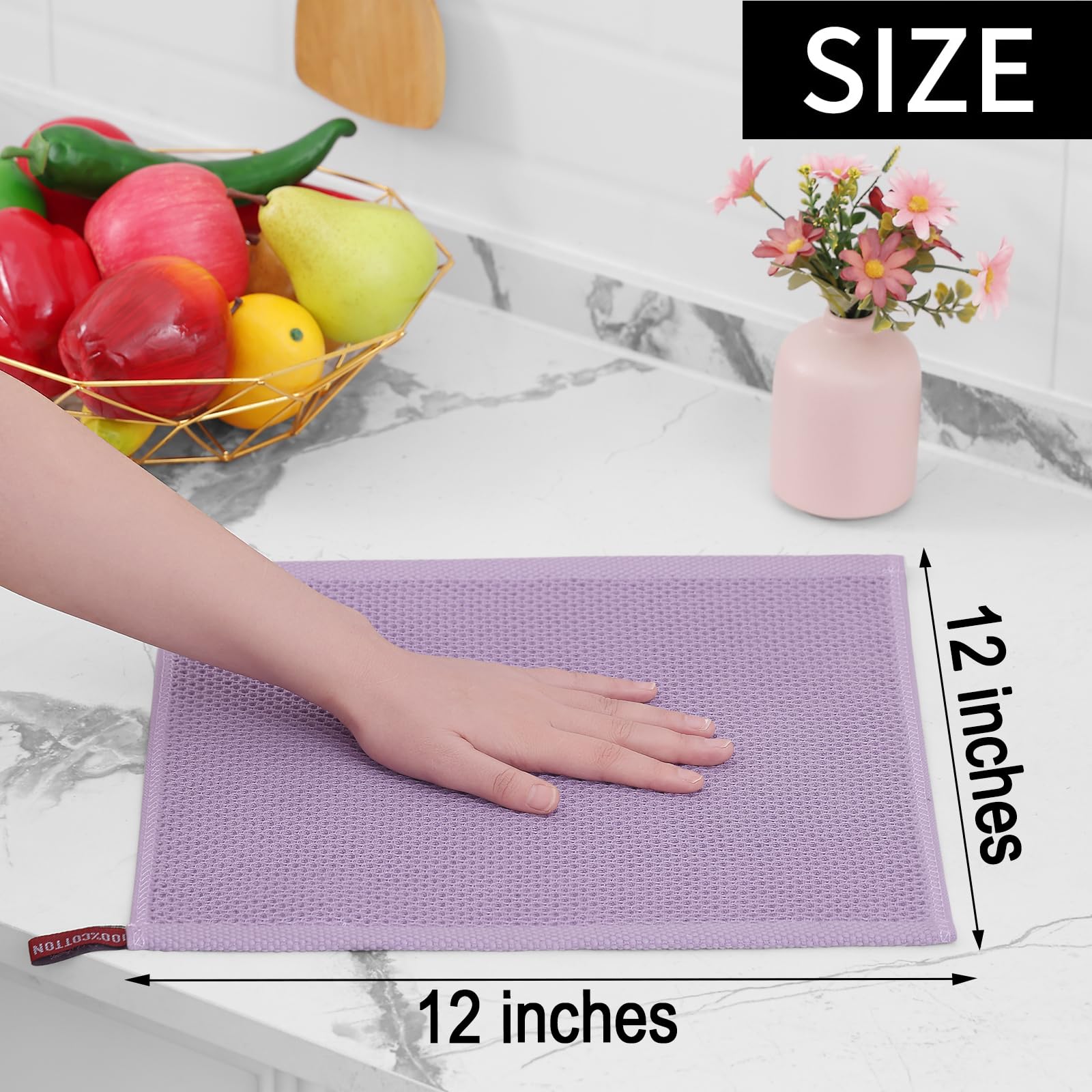 100% Cotton Waffle Weave Kitchen Dish Cloths 6 (6 Count)