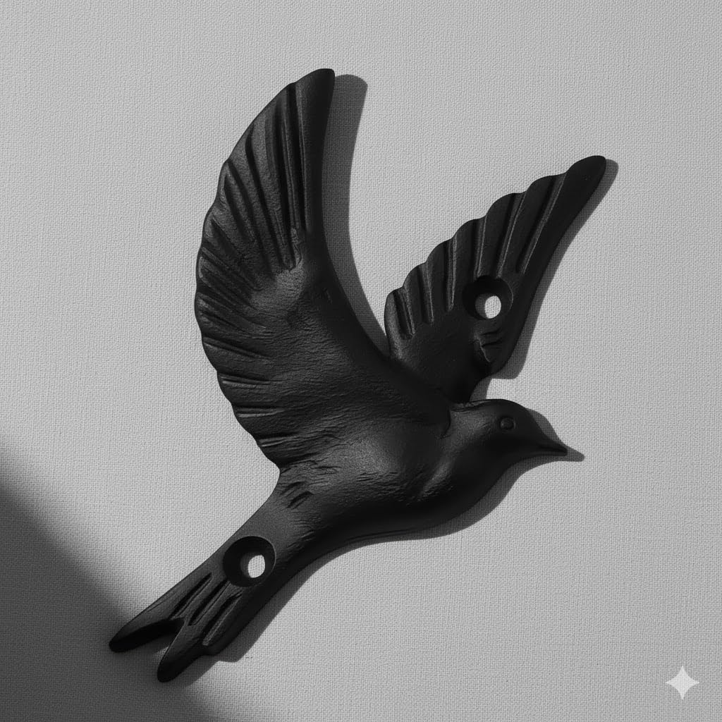 Flying Bird Iron Cast Decorative Bird Wall Mounted Coat Hooks (3 Count)