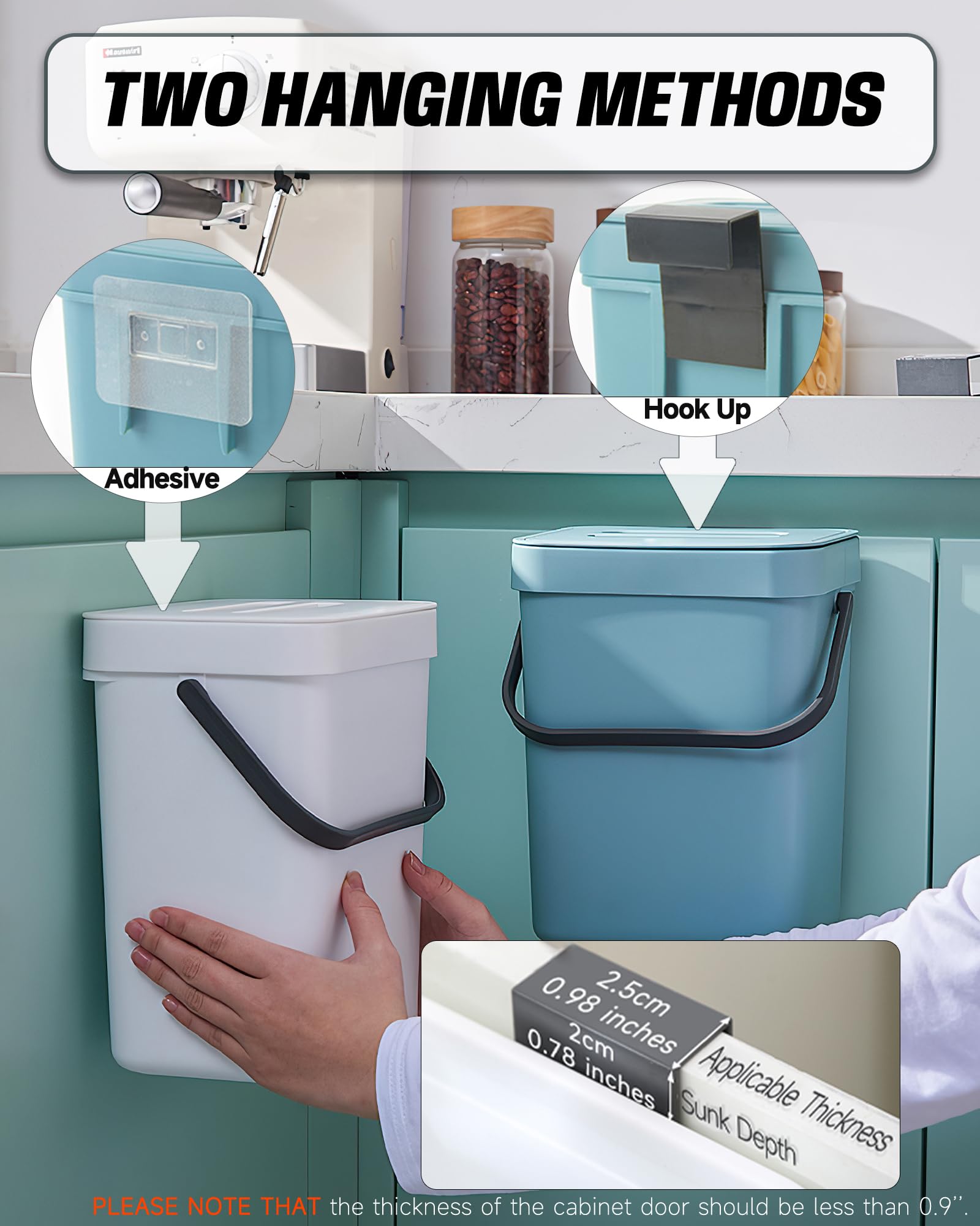 1.3 Gal Hanging Small Trash Can with Lid