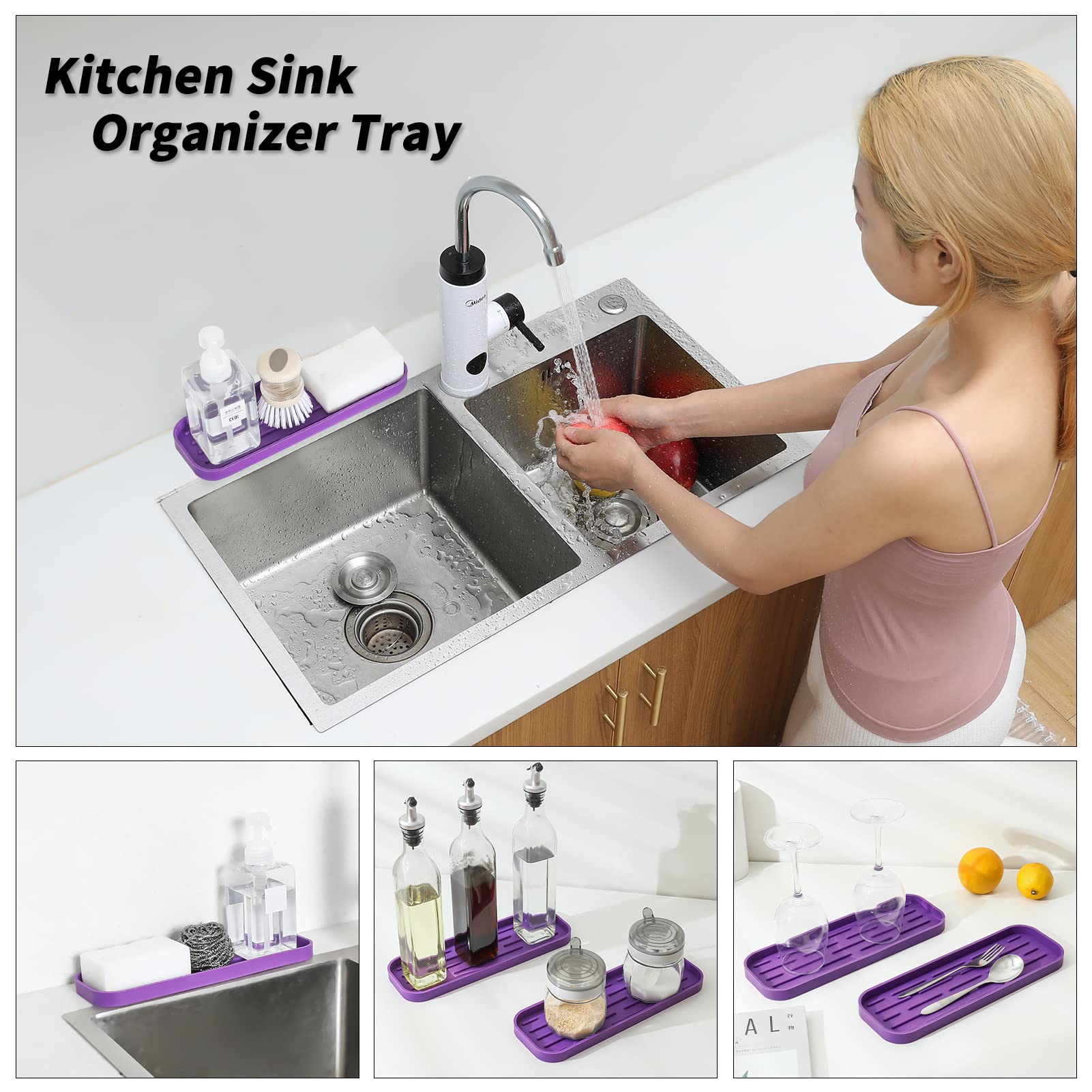 Silicone Kitchen Sink Organizer Tray for Multiple Usage