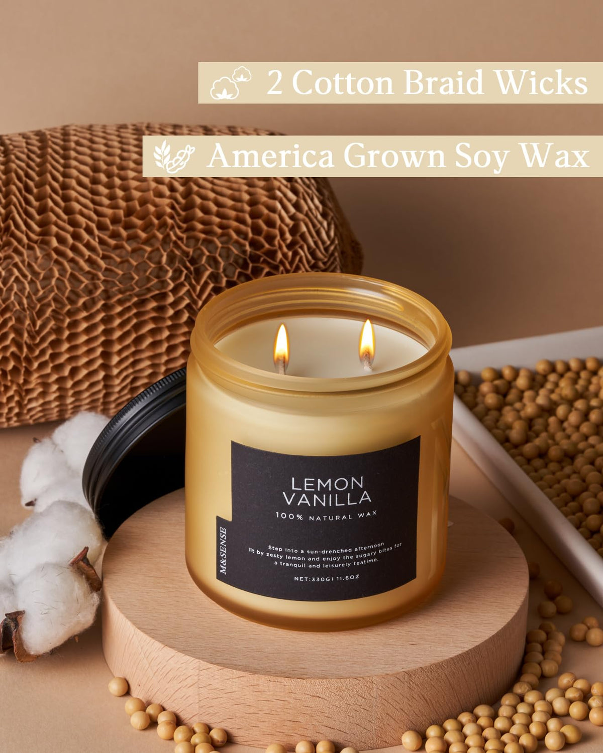 Lemon Vanilla Home Scented Candles (11.6 Ounce)