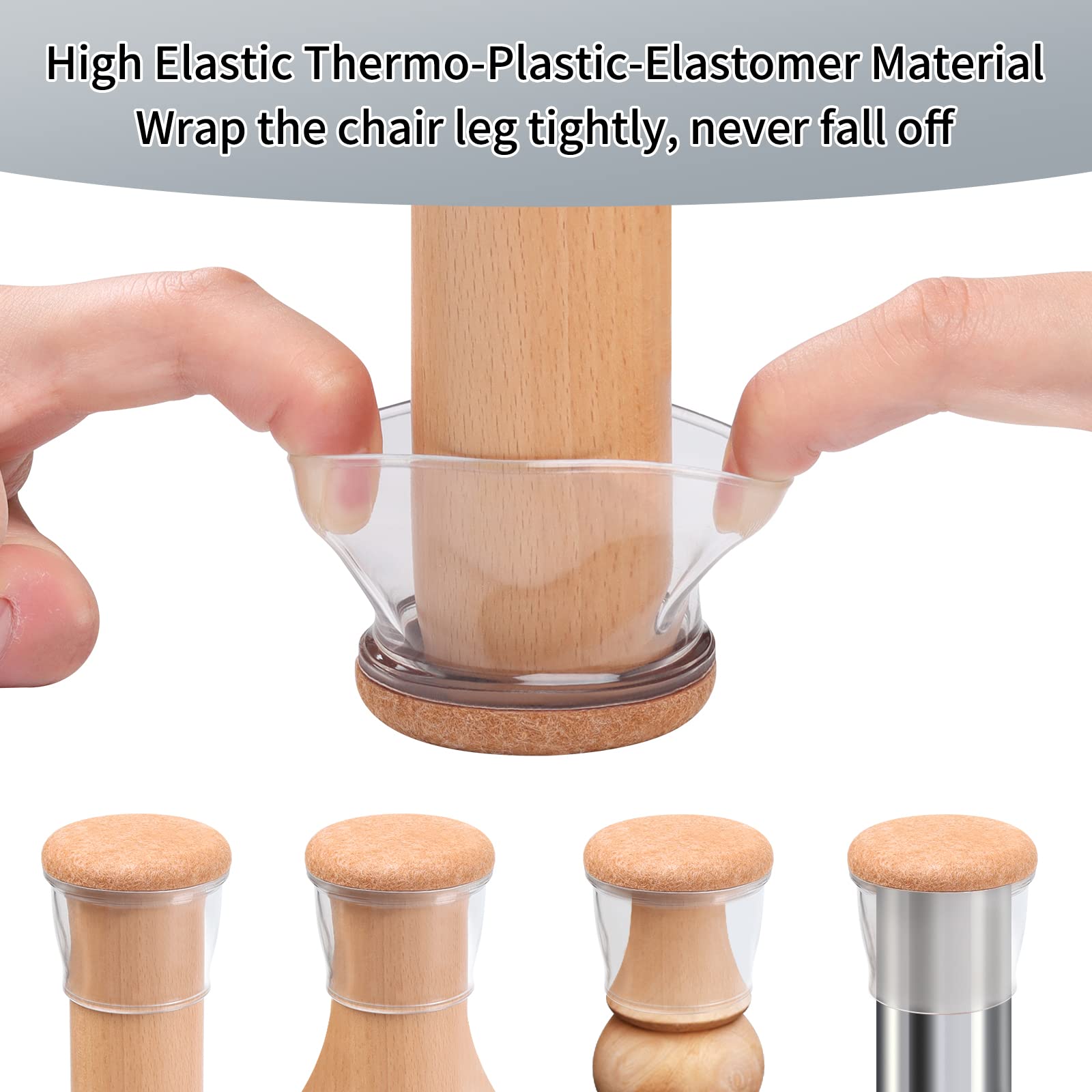 24 Pcs Extra Large Chair Leg Protectors with Felt (24 Count)