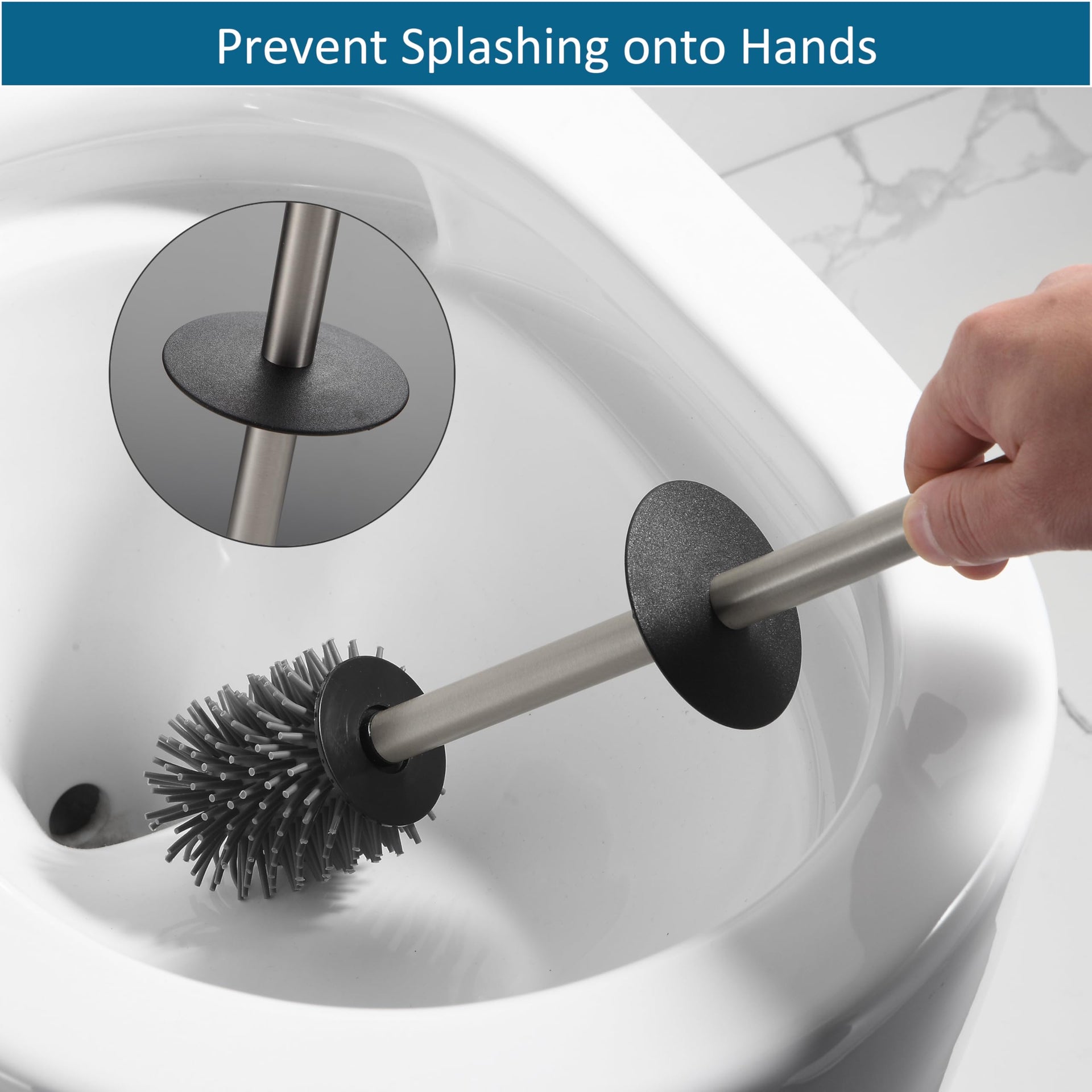 Toilet Brush and Holder Set Brushed Nickel Toilet Bowl Cleaner Brush Freestanding for Bathroom