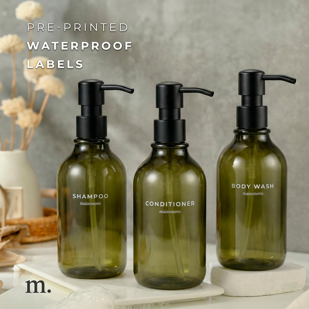 Refillable Shampoo and Conditioner Bottles (3 Count)