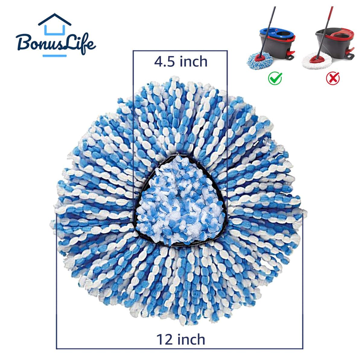 BonusLife 8 Pack Mop Head for O (20 Ounce)