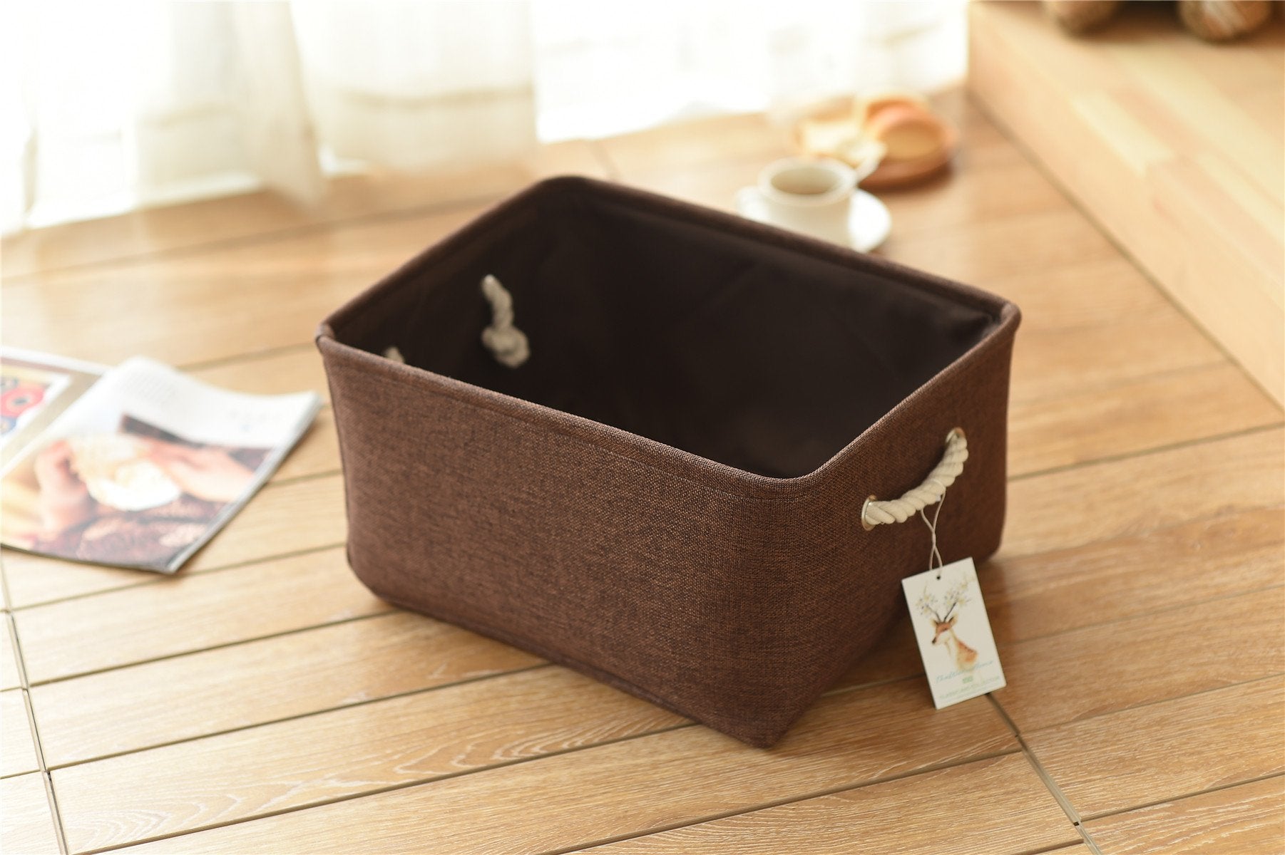 Decorative Basket Rectangular Fabric Storage Bin Organizer Basket with Handles for Clothes Storage