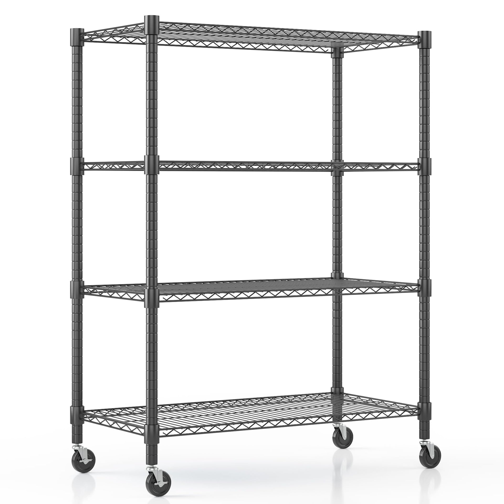 18" D×36" W×72" H Storage Shelves with Wheels Metal Wire Shelving Unit 4 Tier Adjustable Shelving Heavy Duty Garage Shelf Organizer Rack Loads 1600LBS