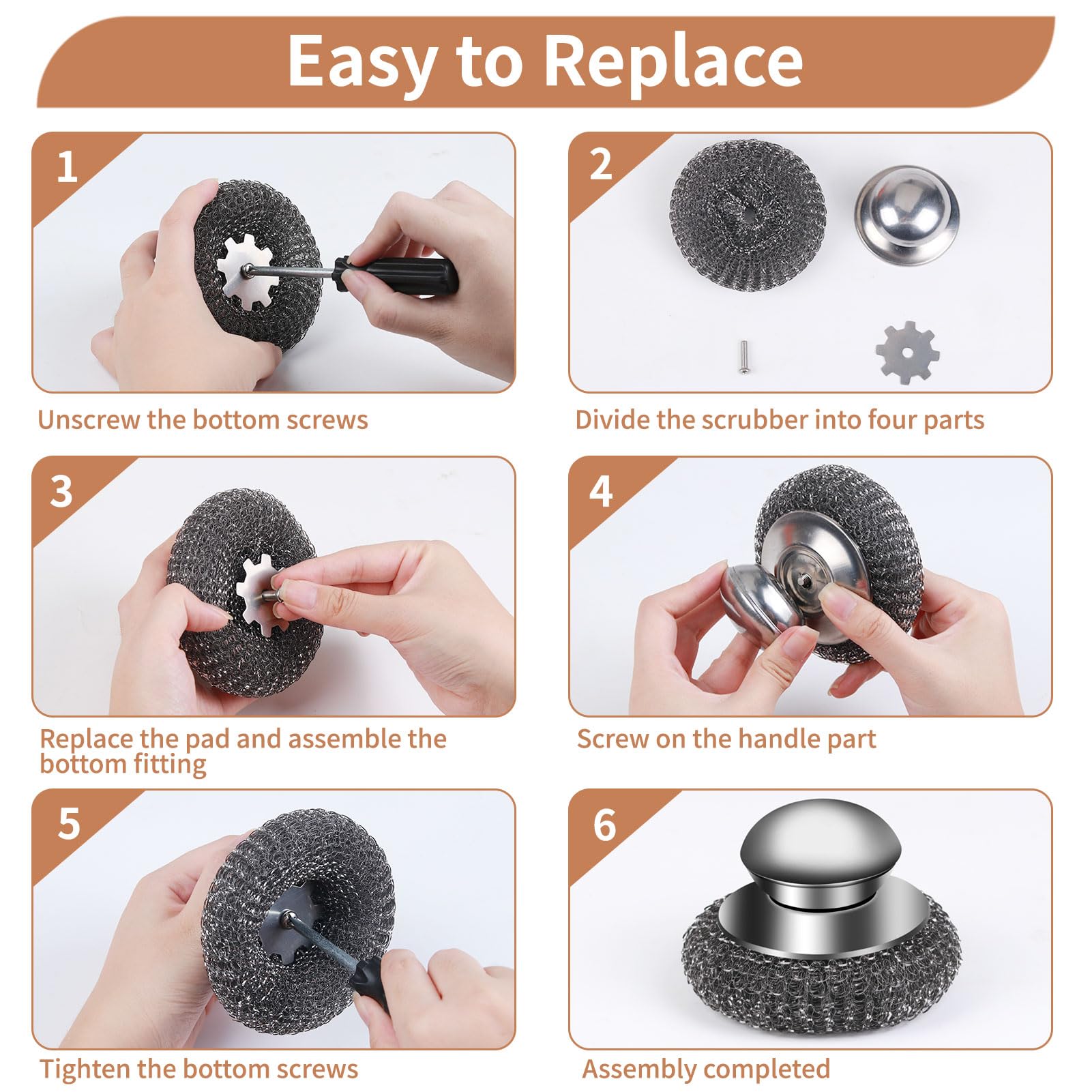 6PCS Steel Wool Scrubber Sponge Set (6 Count) - ModHome Supplies