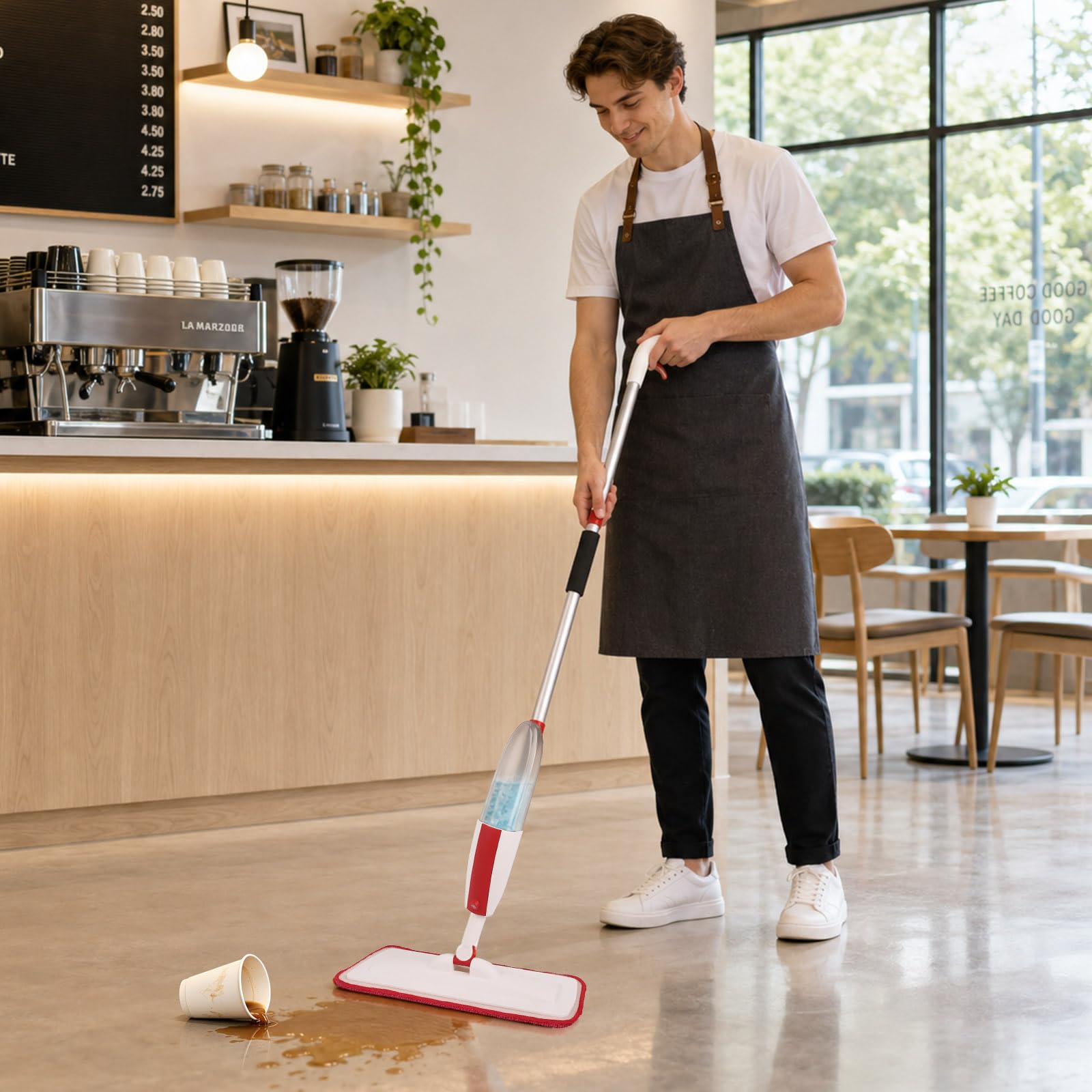 Wet Spray Mop for Floor Cleaning with 14 oz Bottle & 2 Microfiber Pads
