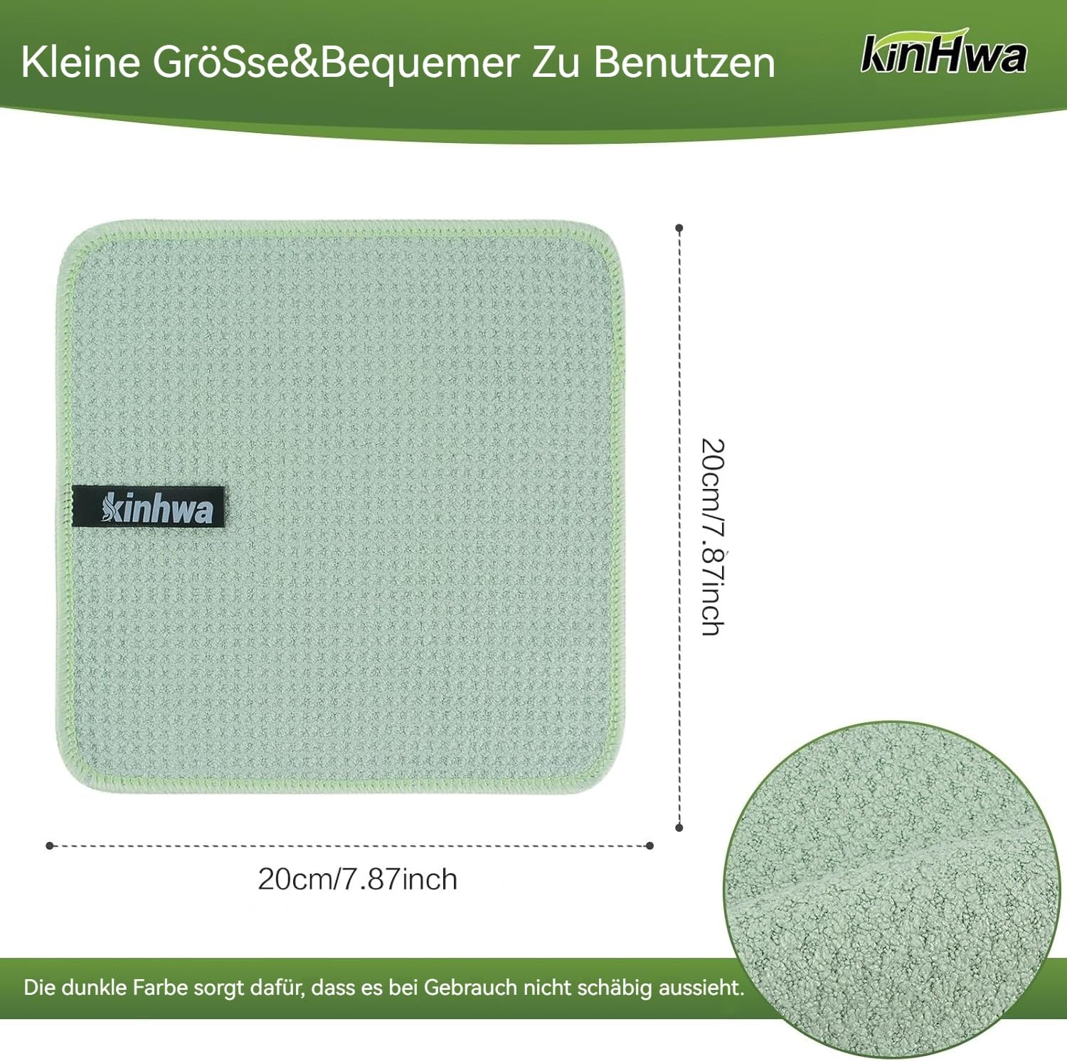Waffle Microfiber Dish Cloths Green Kitchen Towels (6 Count)