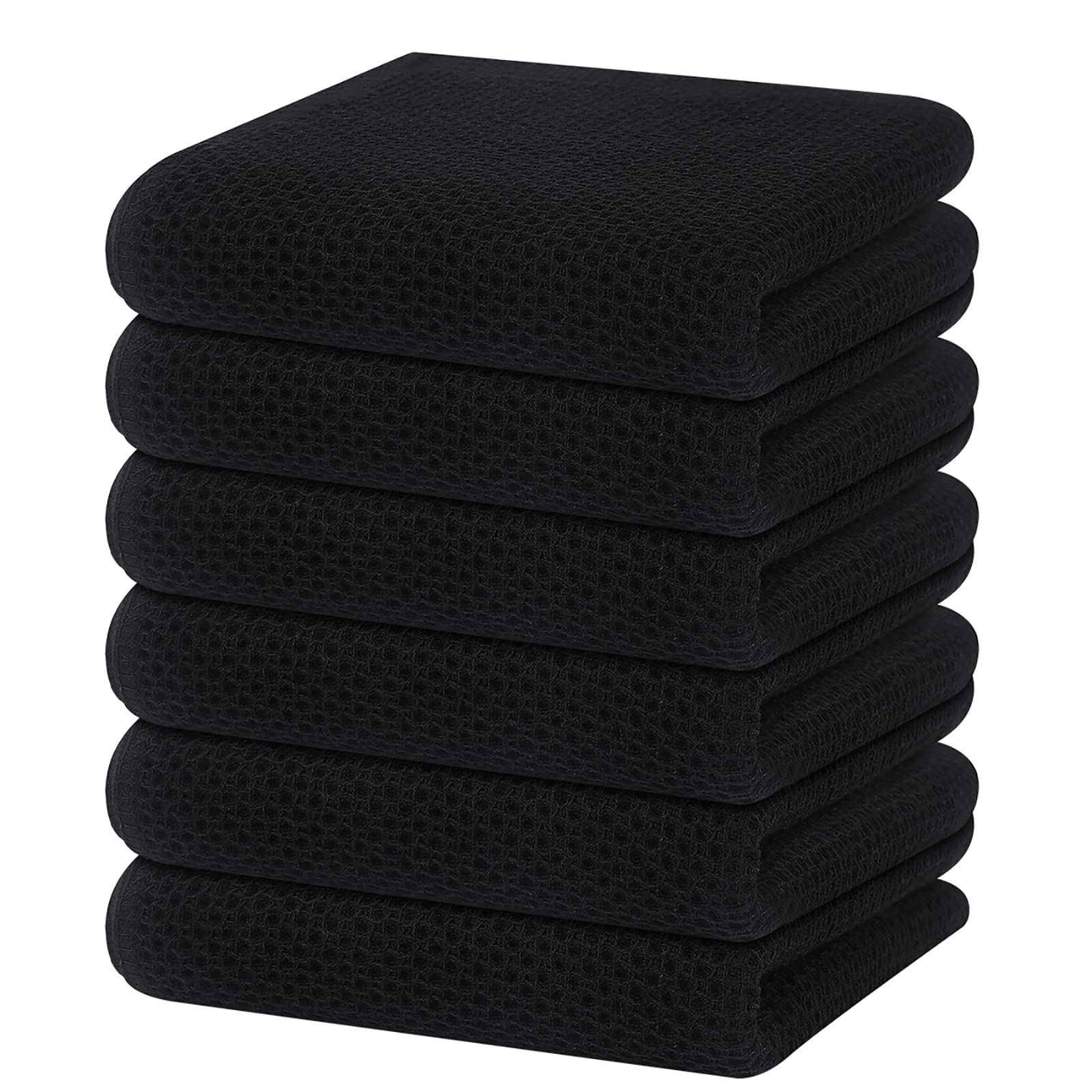 100% Cotton Waffle Weave Kitchen Dish Towels 6 (6 Count)