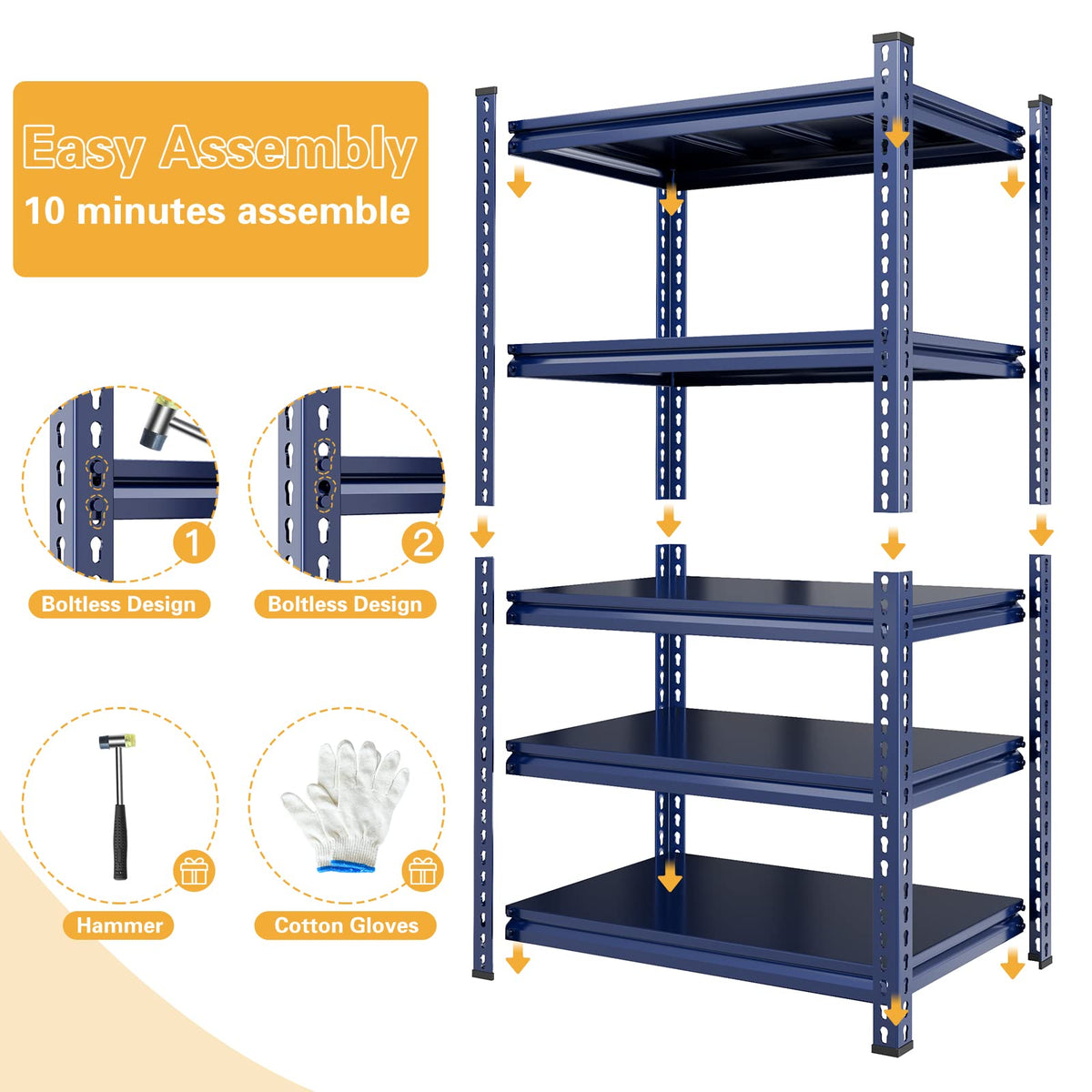 Garage Shelving 2000 LBS Storage Shelves Heavy Duty Metal Shelving Unit Shelf for Pantry Closet