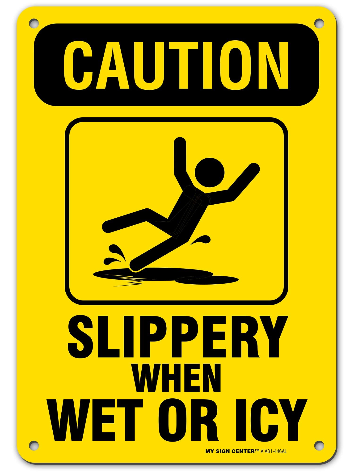 Caution Slippery When Wet Sign or ICY Sign