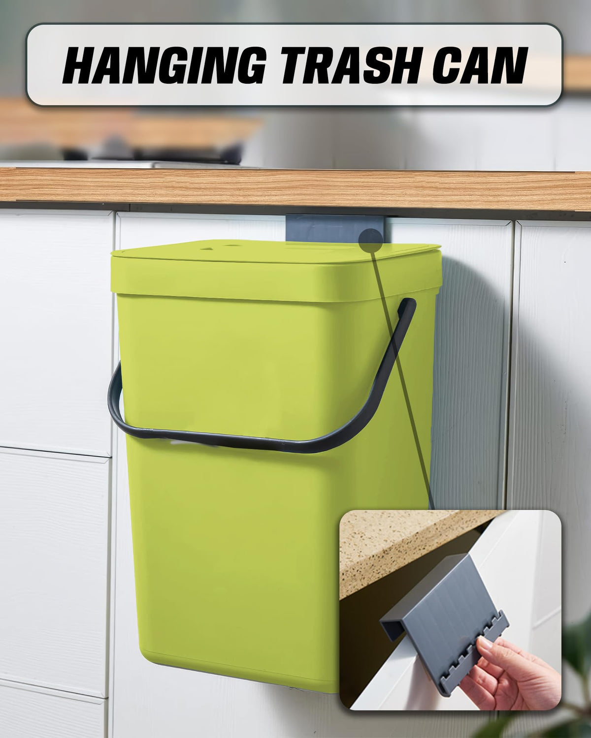 3.2 Gallons Hanging Trash Can with Lid