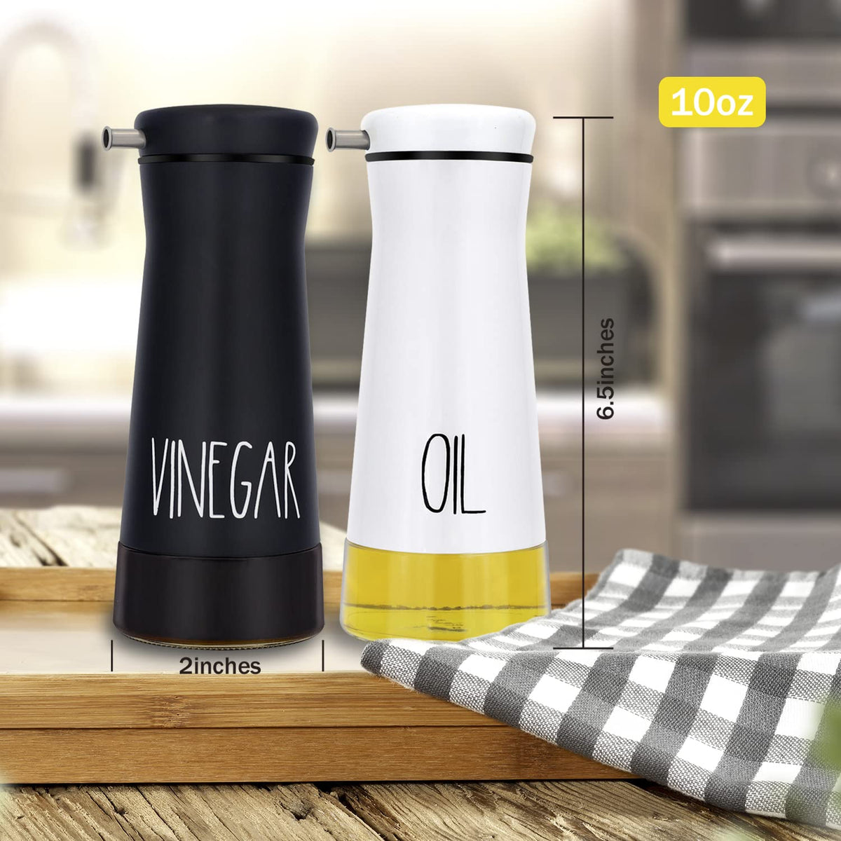 Black and White Oil And Vinegar Dispenser Set (2 Count)