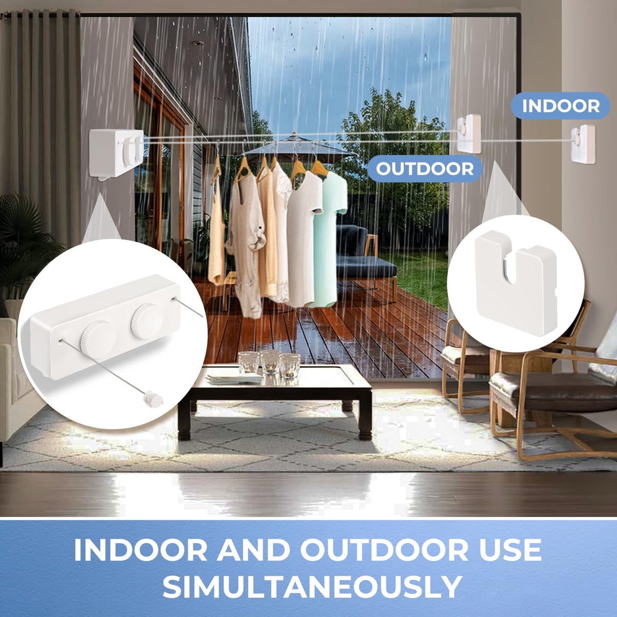 Retractable Clothesline Indoor Outside Heavy (13.8 Foot)