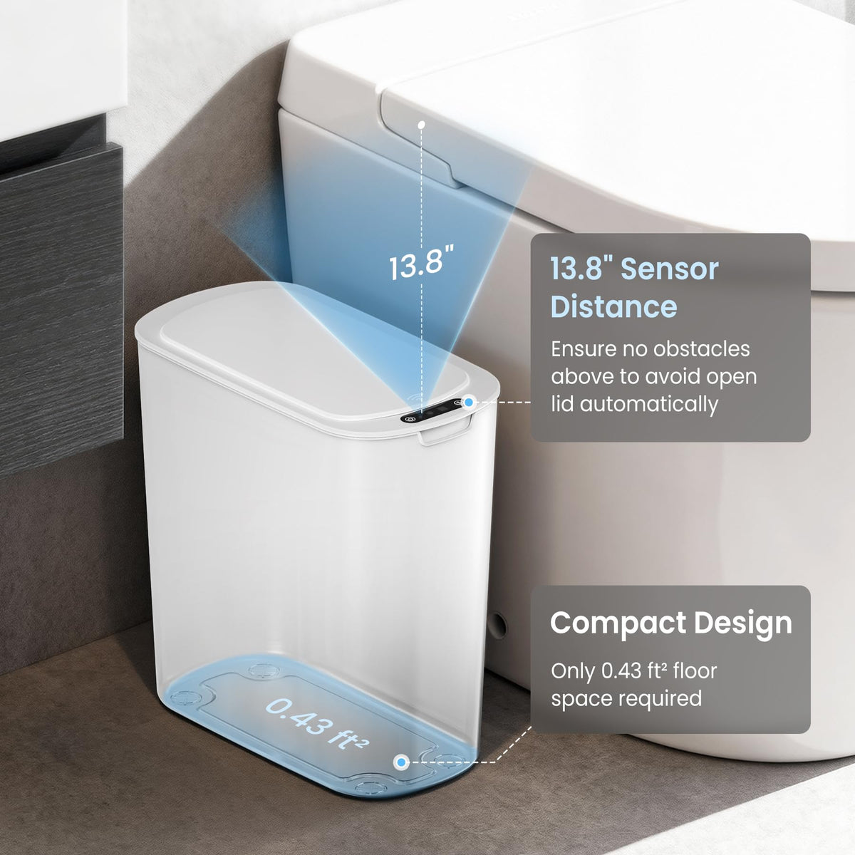 Automatic Small Bathroom Trash Can with Lid
