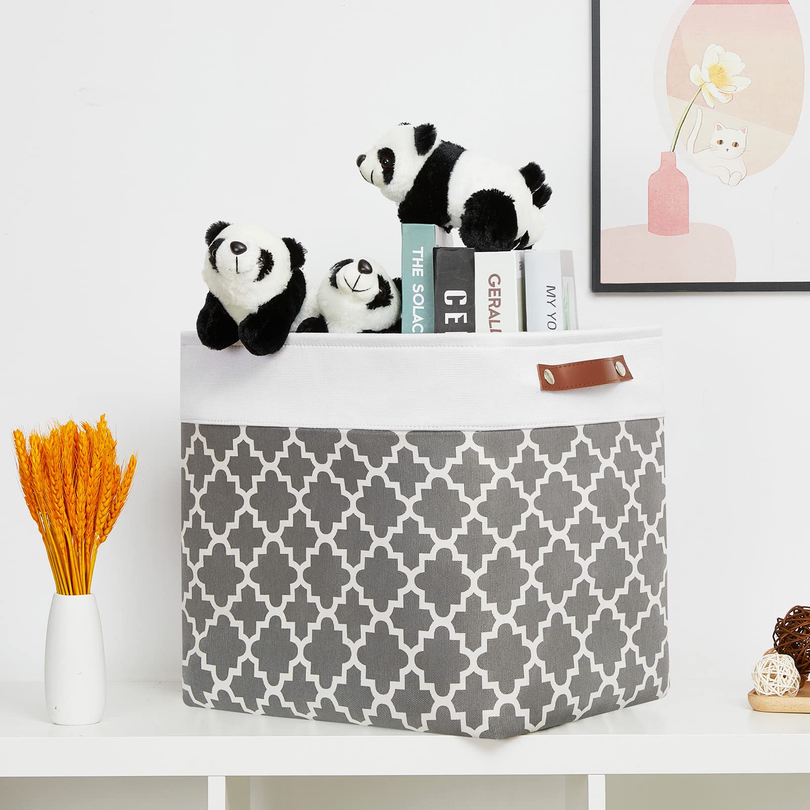 Storage Baskets Large 17"x12"x15" Foldable Rectangular Storage Bins Baskets for Organizing [2 Pack] Fabric Nursery Storage Baskets for Home (2 Count)
