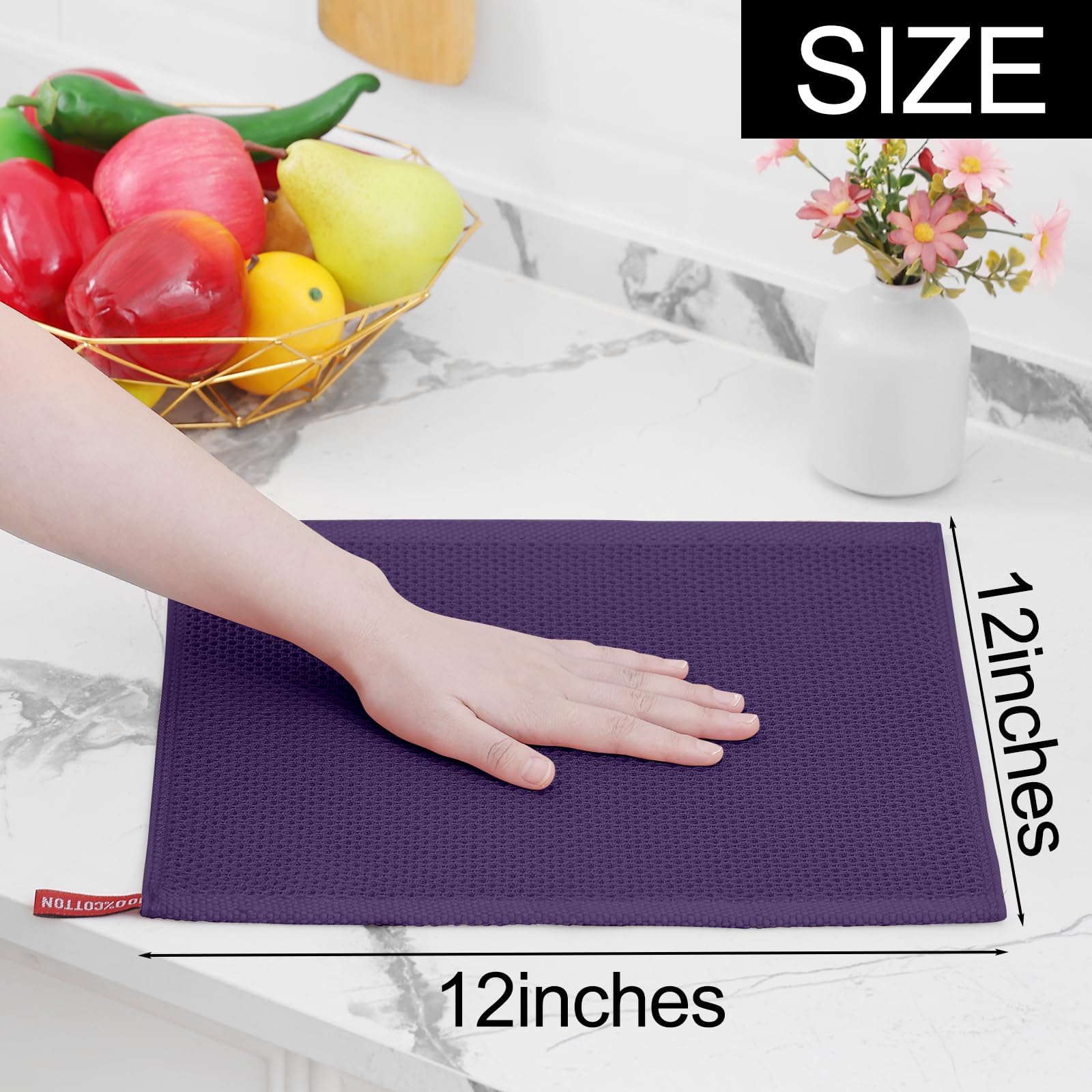 100% Cotton Waffle Weave Kitchen Dish Cloths 18 (18 Count)