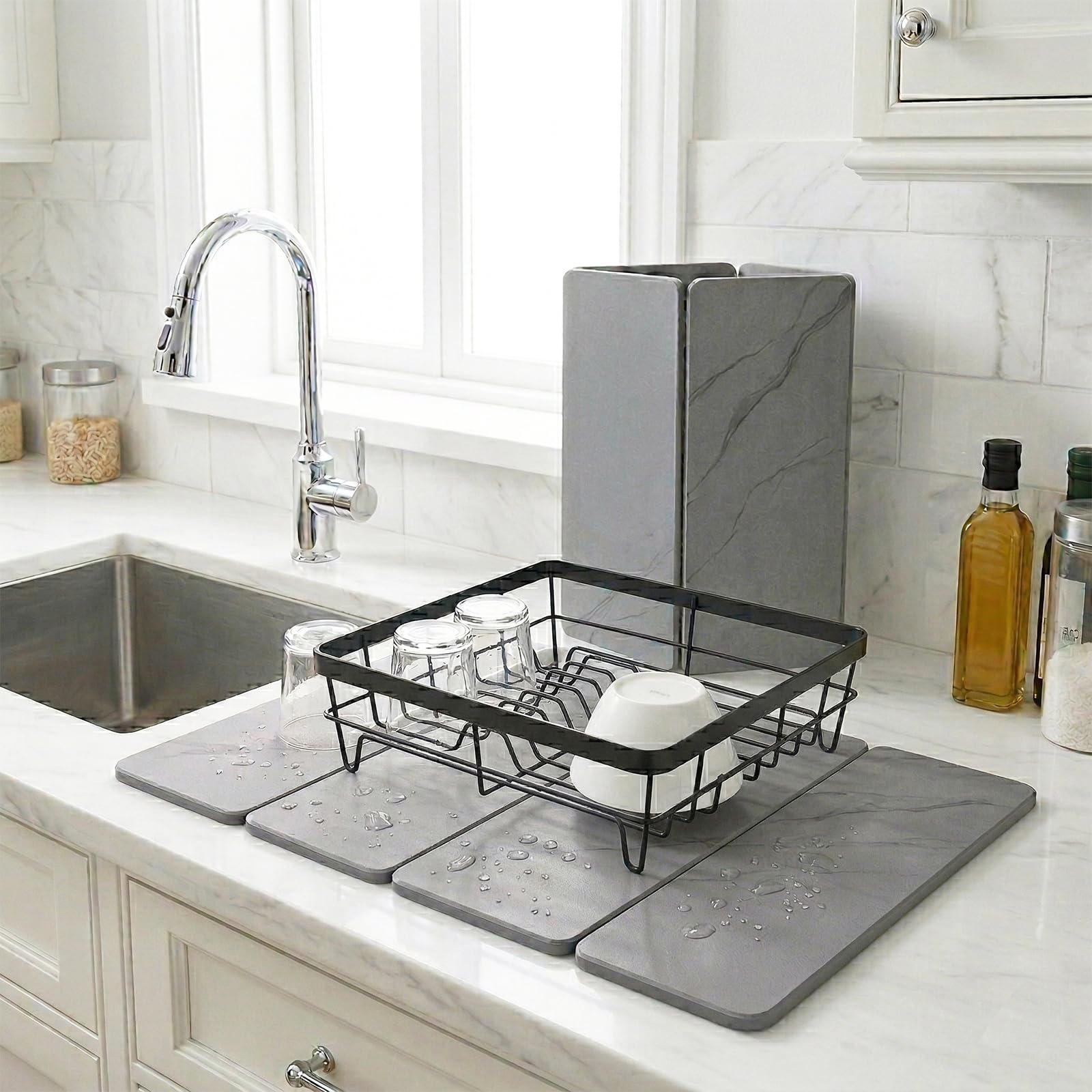 Stone Drying Mat for Kitchen Counter Light Gray