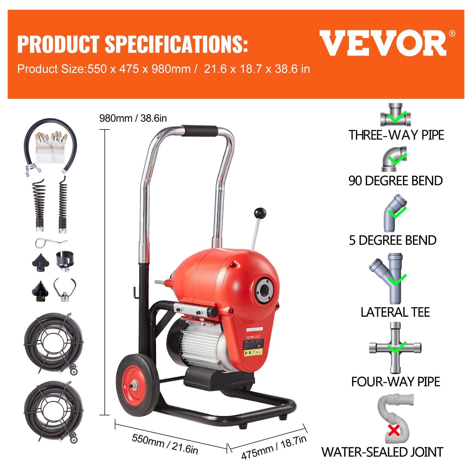 Drain Cleaner Machine 120FT x 6