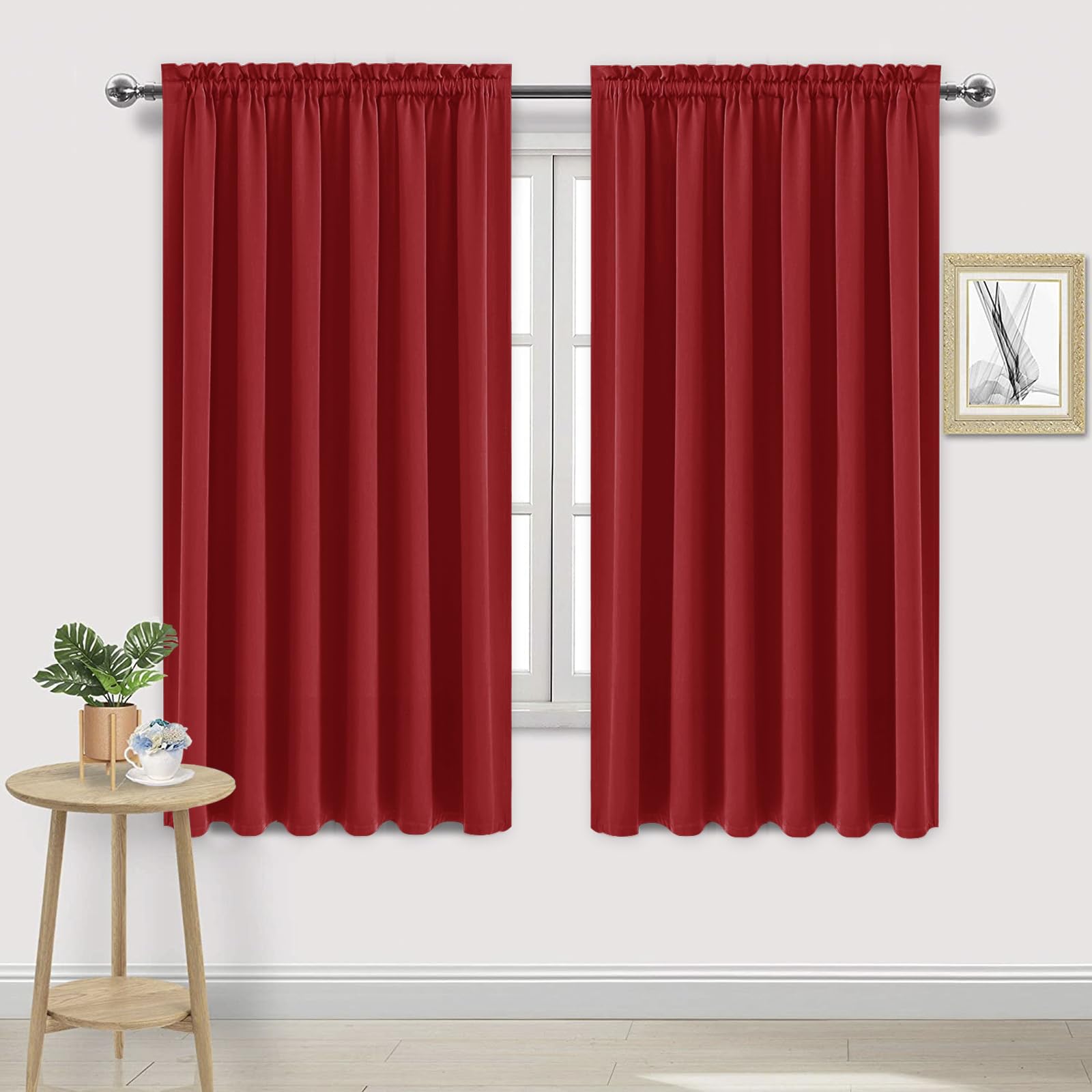Wide Blackout Curtains for Bedroom Living Room 70 x 72 Inch Long Red