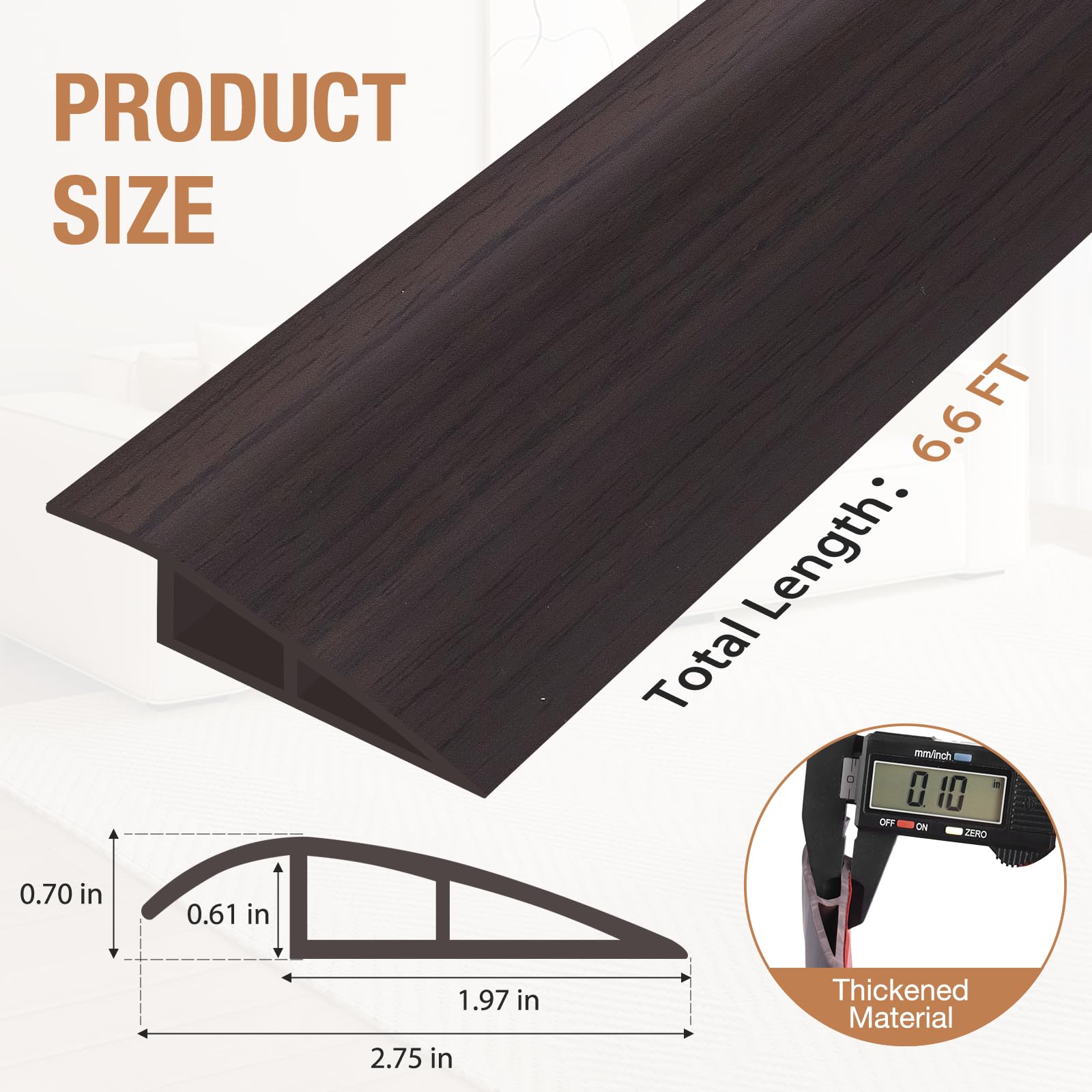 Floor Transition Strip Self Adhesive Vinyl Door Threshold Strip (6.6 Foot)