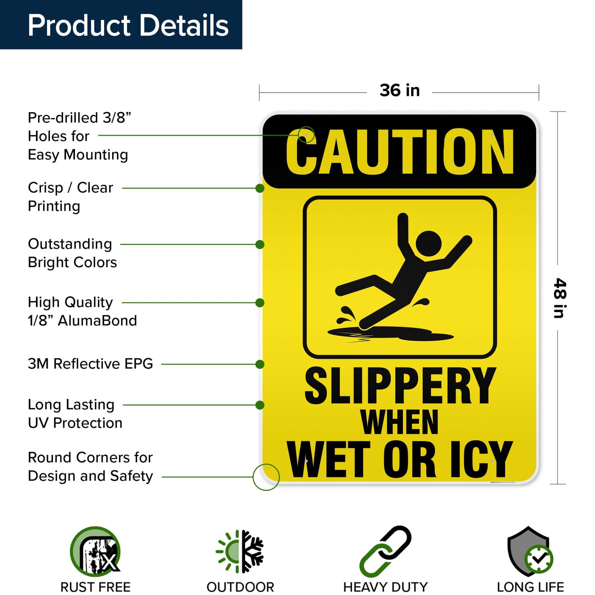 Caution Slippery When Wet Sign or ICY Sign