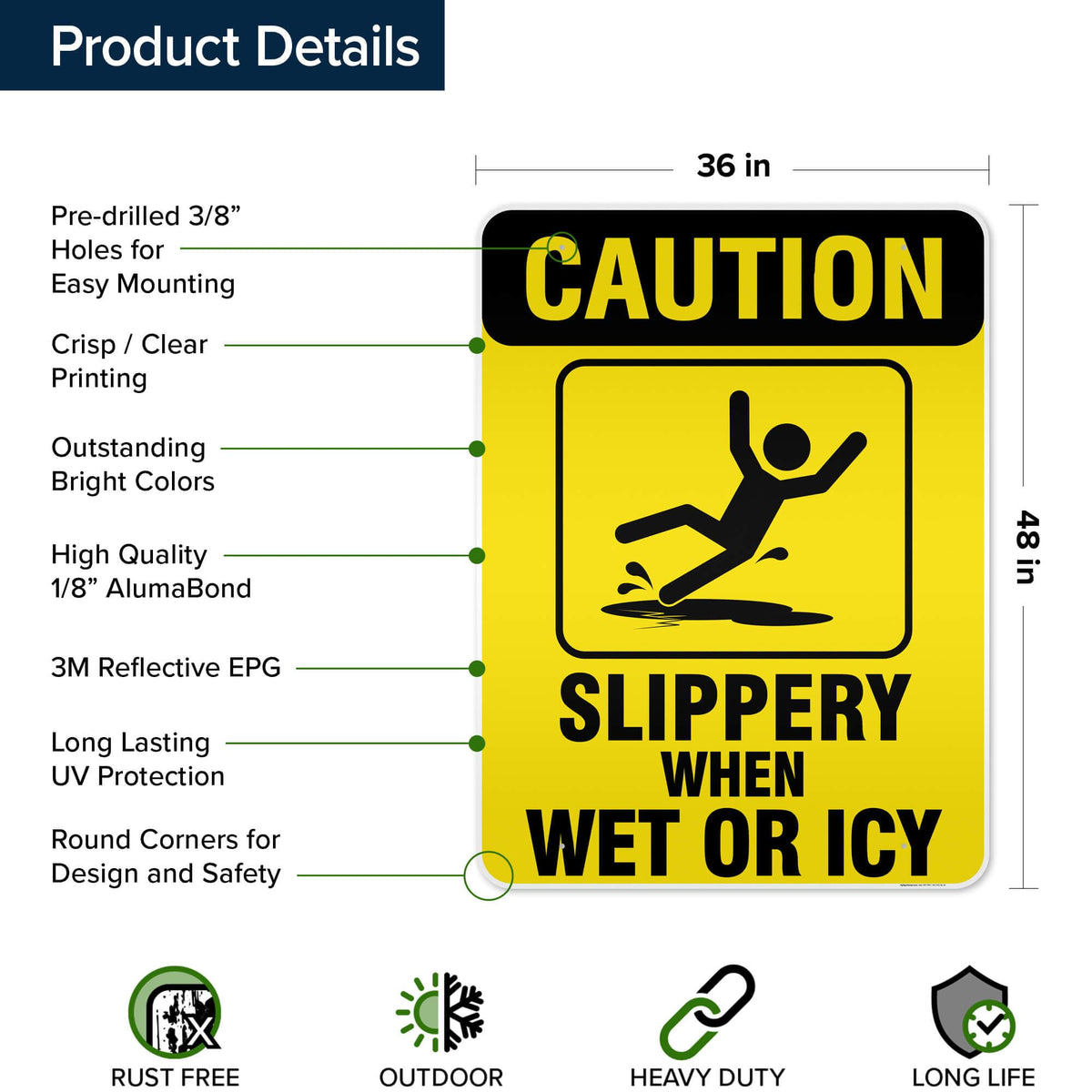 Caution Slippery When Wet Sign or ICY Sign