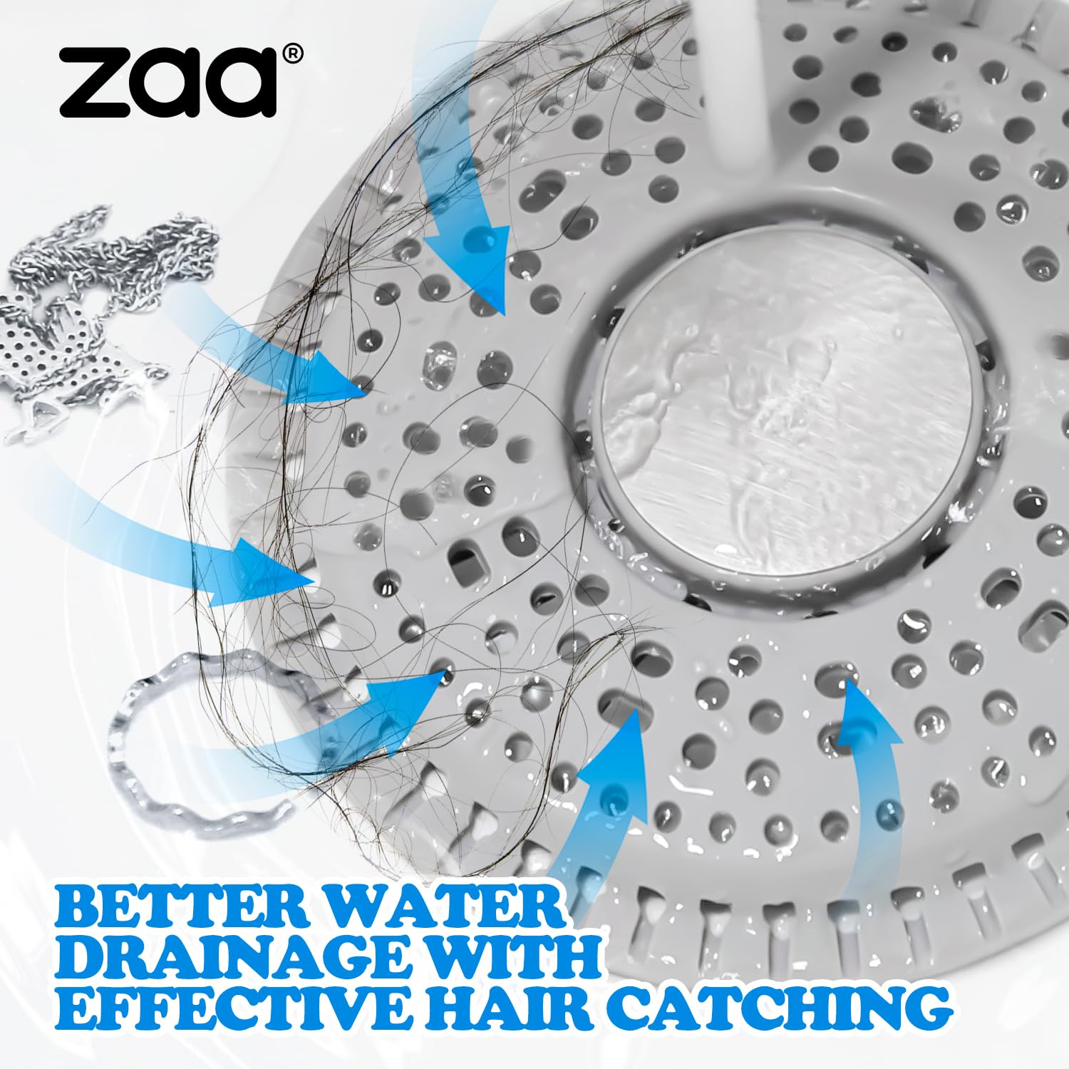 Shower Drain Hair Catcher Silicone Flat Floor Strainer Protector (2 Count)