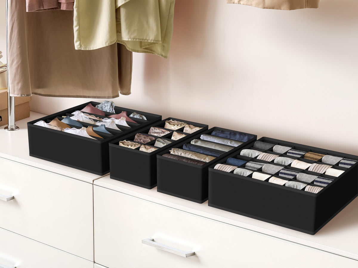 4 Pack Drawer Organizer Set for Underwear (4 Count)