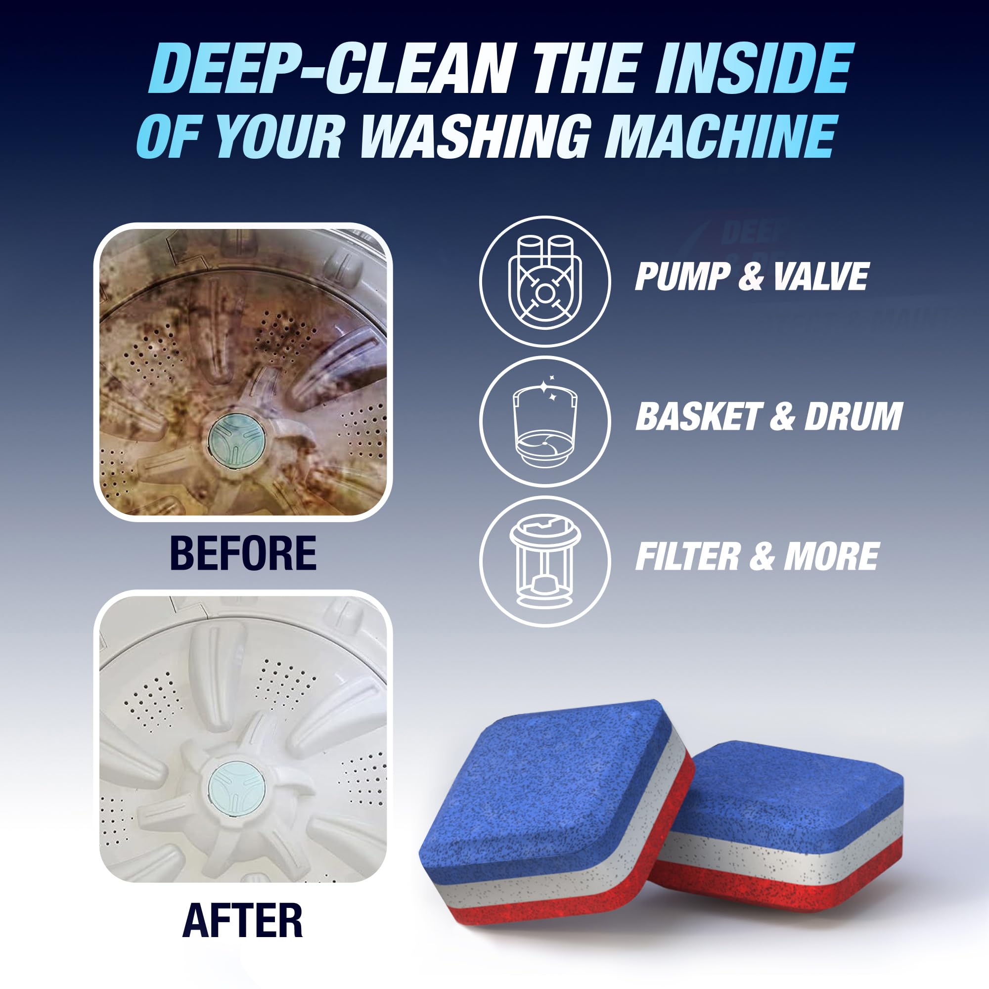 Washing Machine Cleaner 28 Pack & Dishwasher Cleaner Tablets 28 Pack Bundle (56 Count)