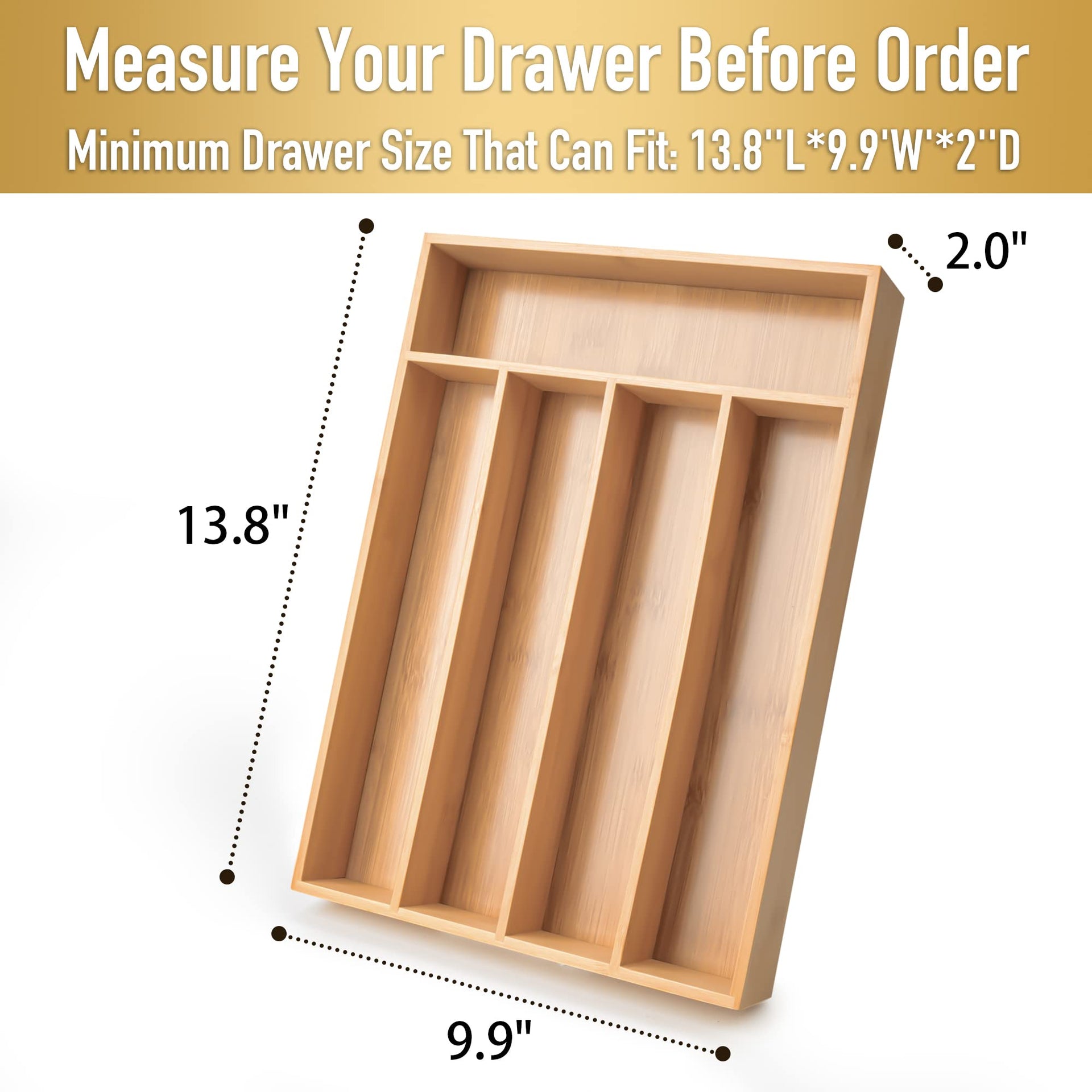 Silverware Organizer Bamboo Kitchen Drawer Organizer Utensil Organizer Silverware Holder Cutlery Organizer in drawer Flatware Organizer Tray