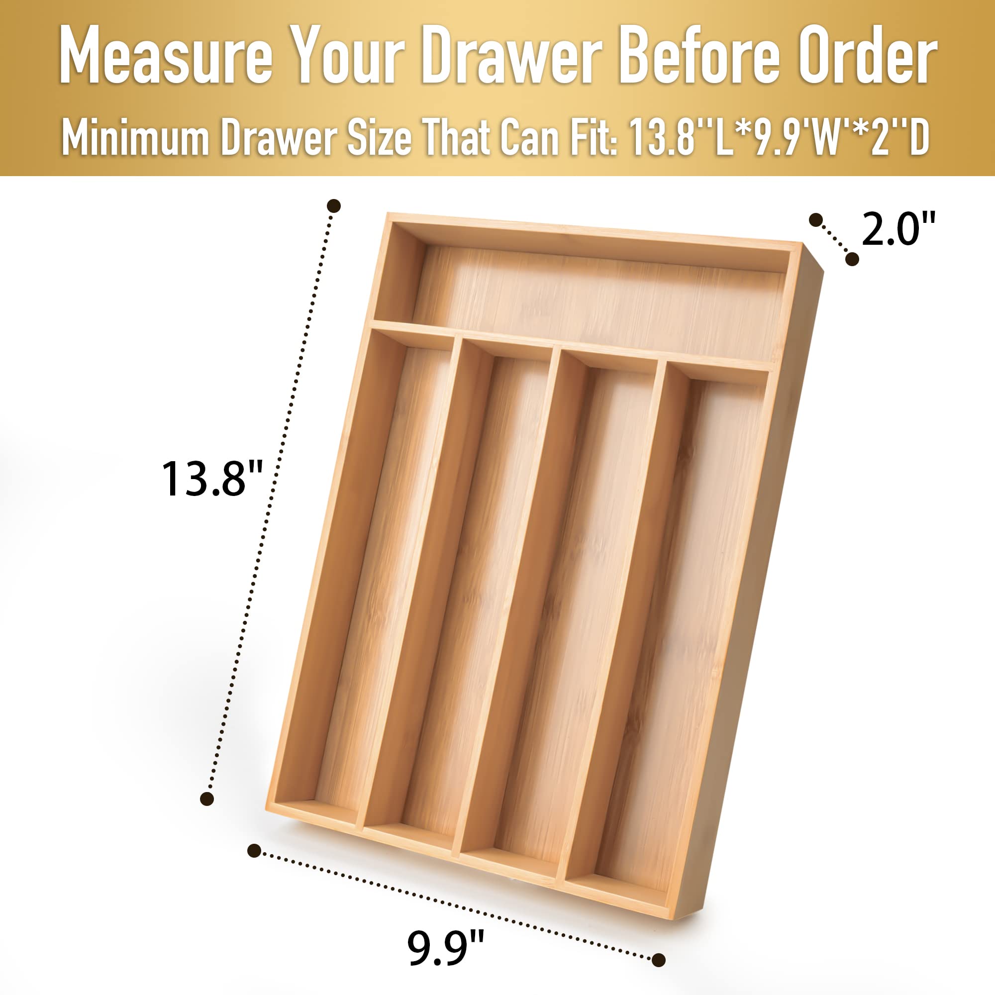 Silverware Organizer Bamboo Kitchen Drawer Organizer Utensil Organizer Silverware Holder Cutlery Organizer in drawer Flatware Organizer Tray