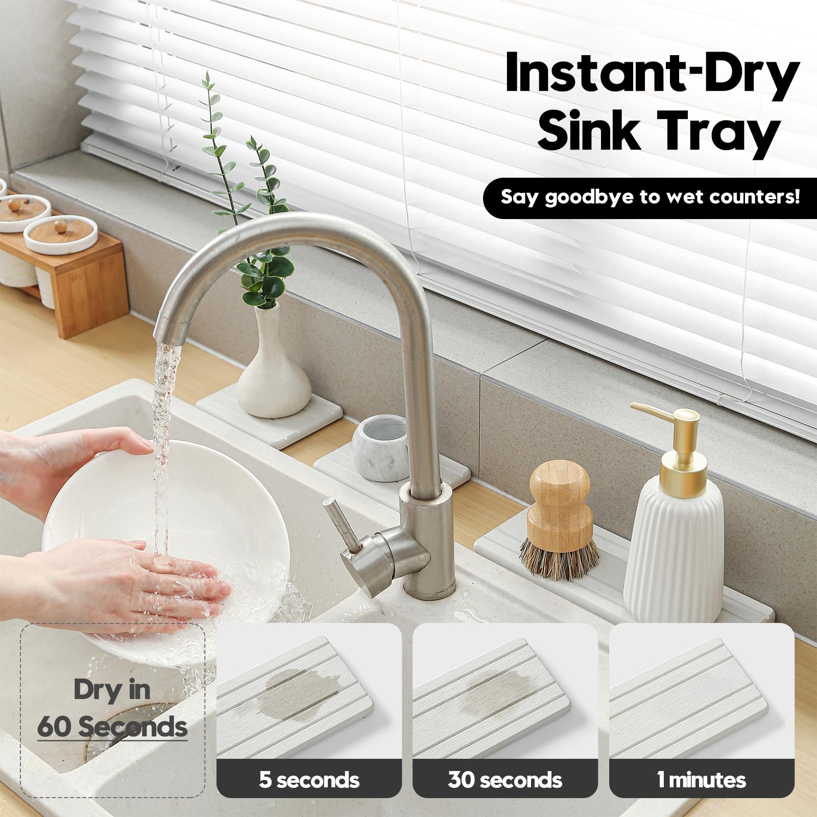 3 Pack Diatomite Stone Sink Tray (3 Count)