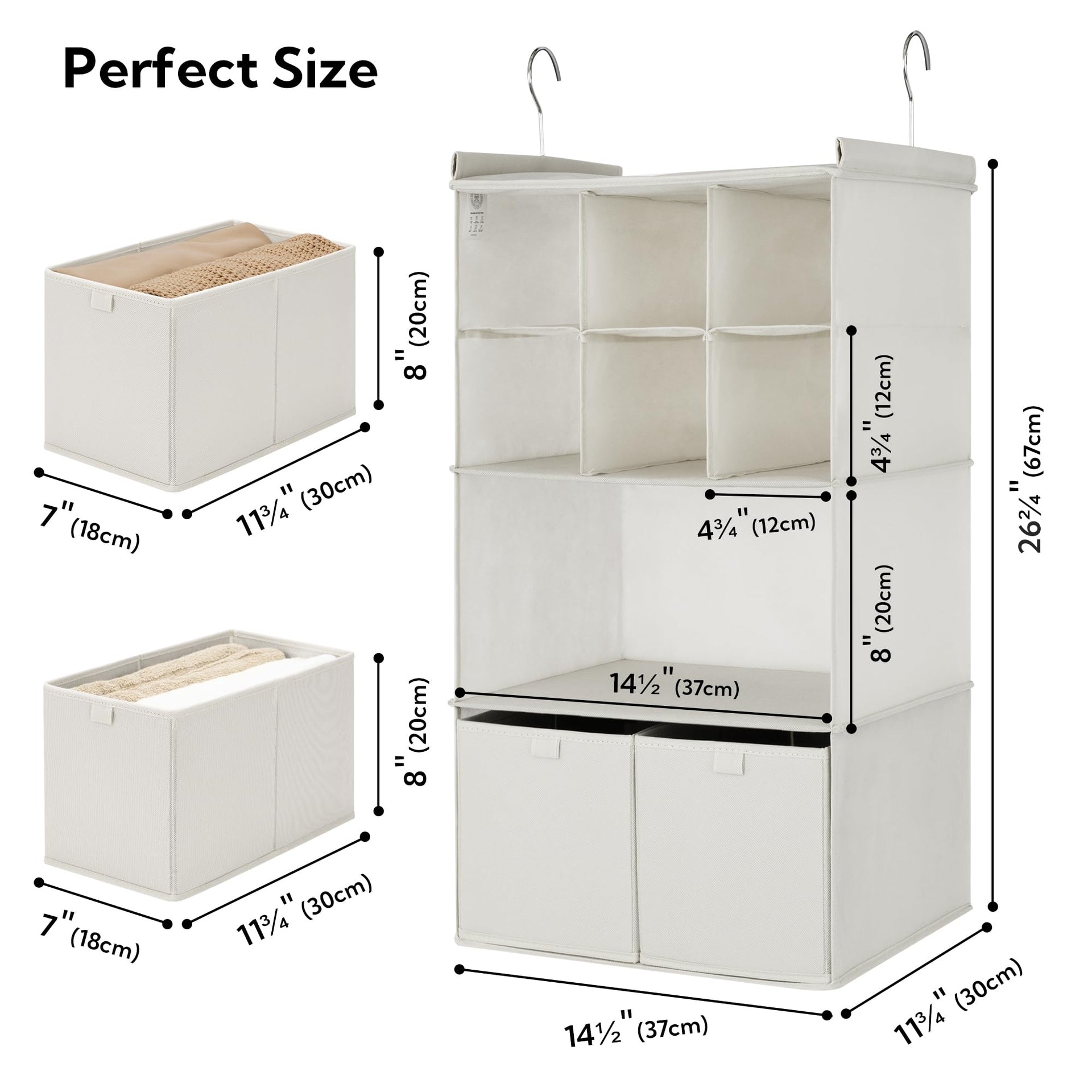 4 Shelf Hanging Closet Organizer with Drawer