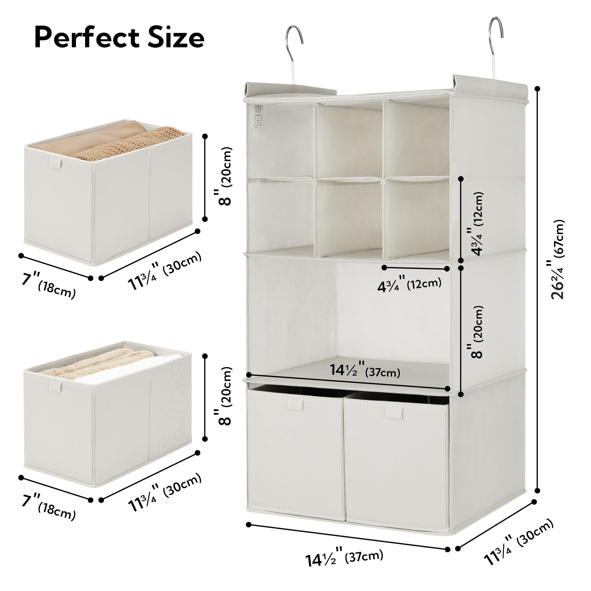 4 Shelf Hanging Closet Organizer with Drawer