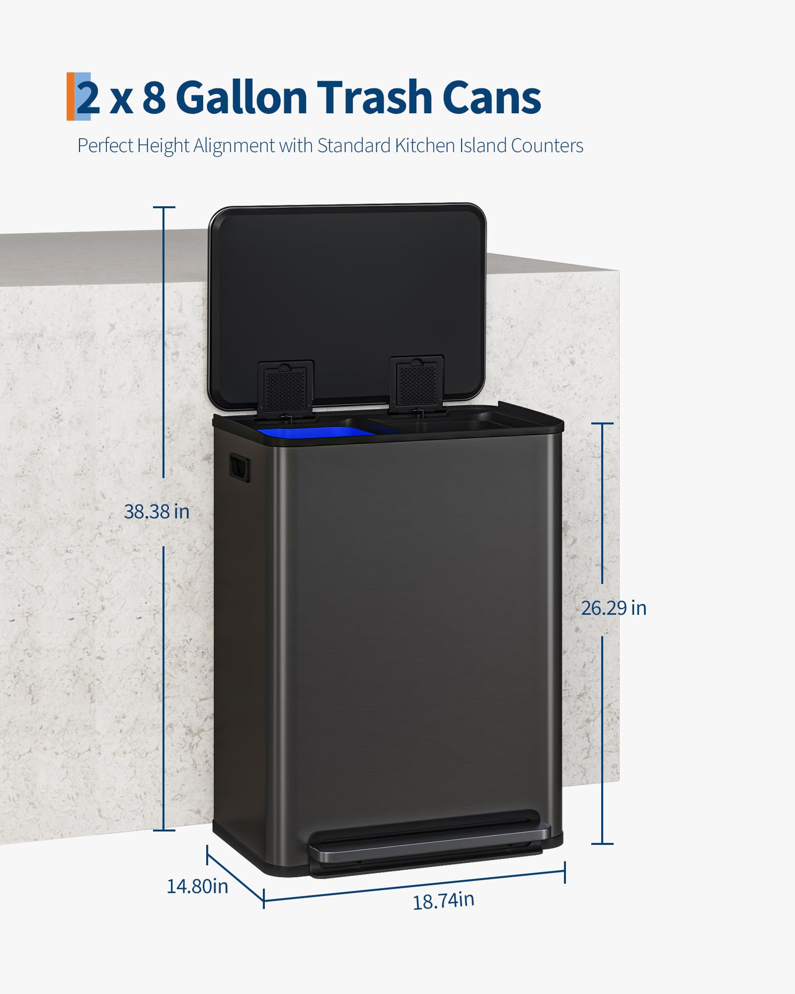 60 L 16 gal Kitchen Trash Can