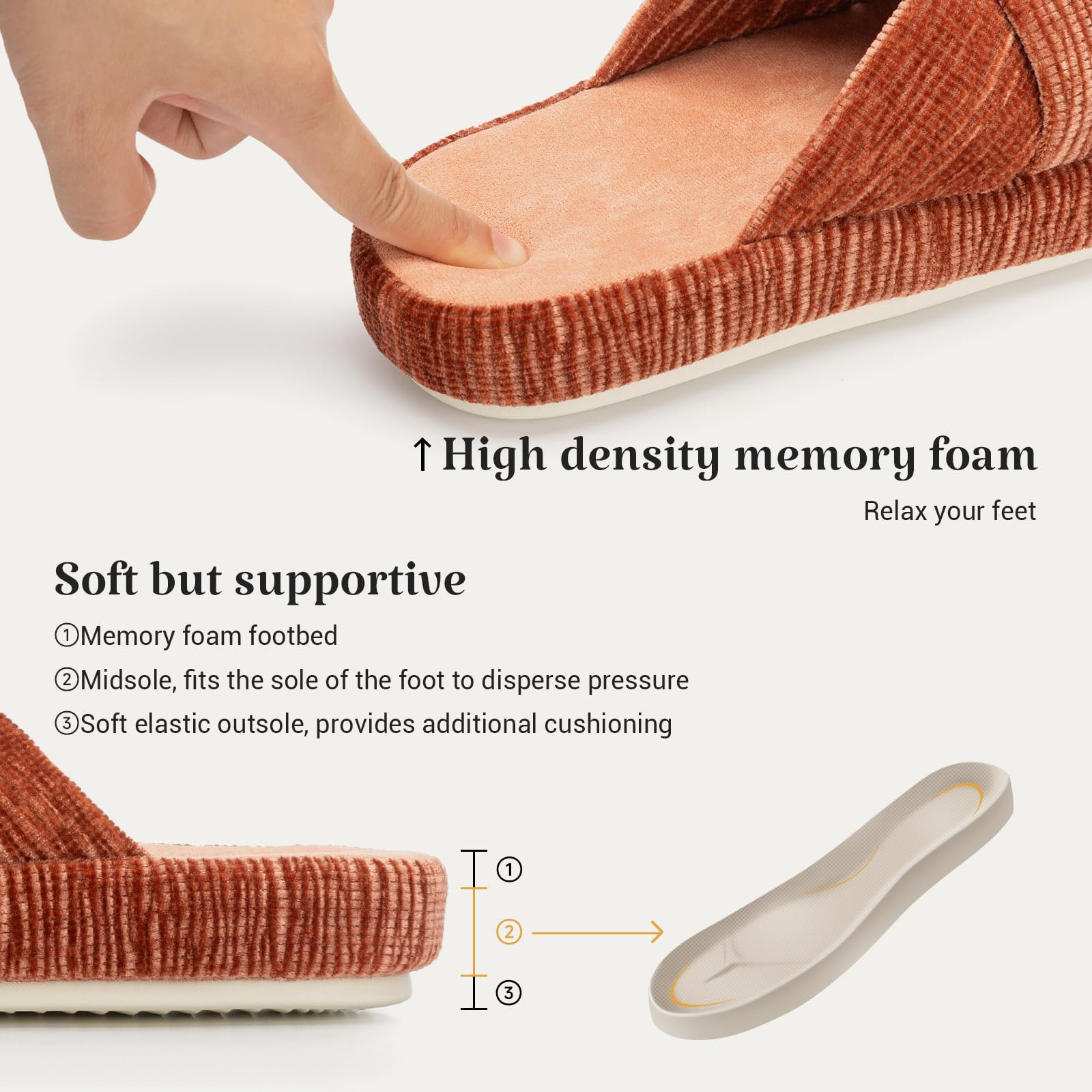 Slippers for Women Memory Foam House Bedroom Bow Crossbands Pearlescent Slipper Shoes Comfy Trendy Gift Slippers Orange Size 7 8 6.5
