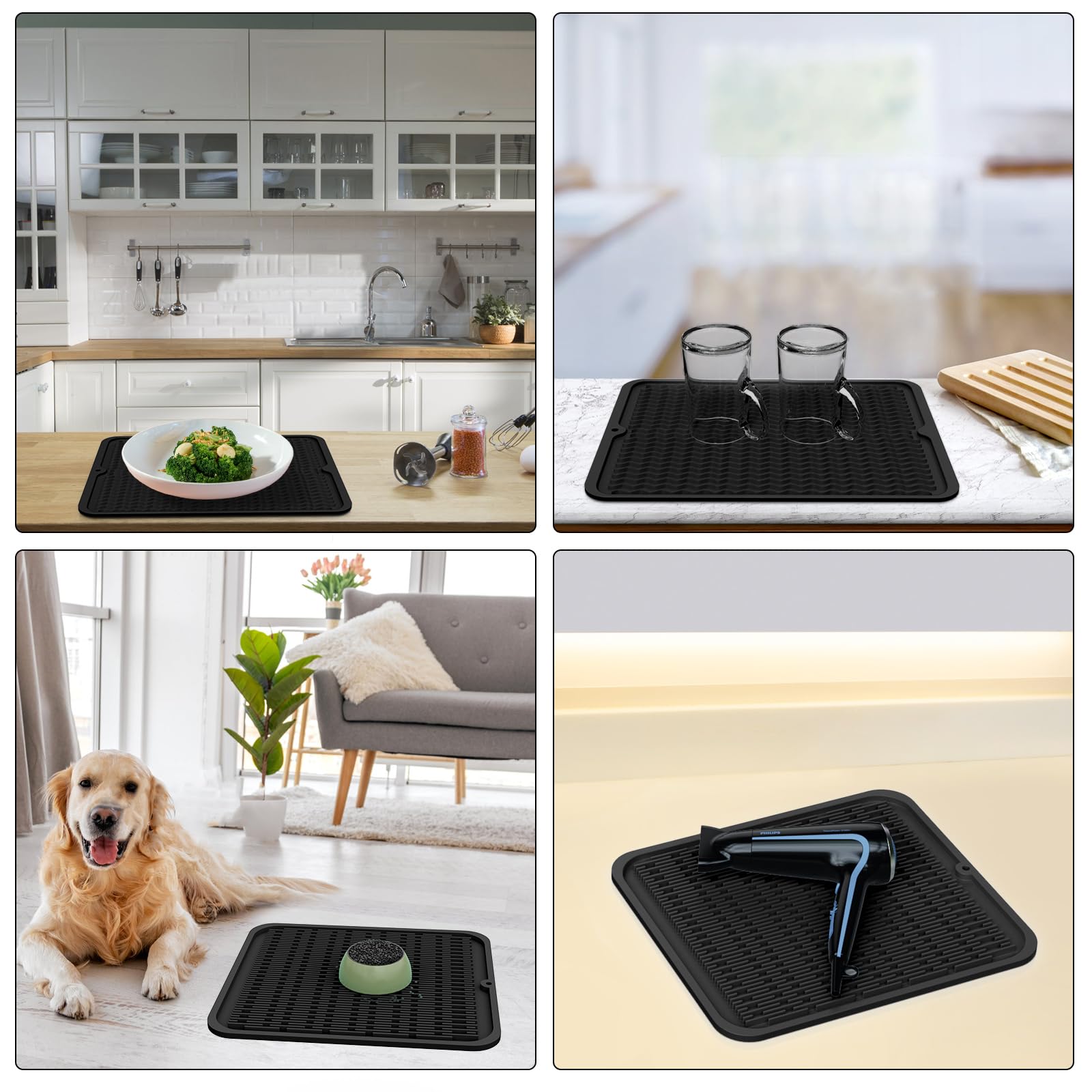 2 Pcs Heavy Duty Silicone Dish Drying Mat (2 Count)