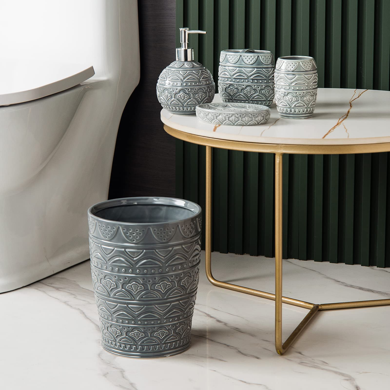 Round Ceramic Small Trash Can Wastebasket