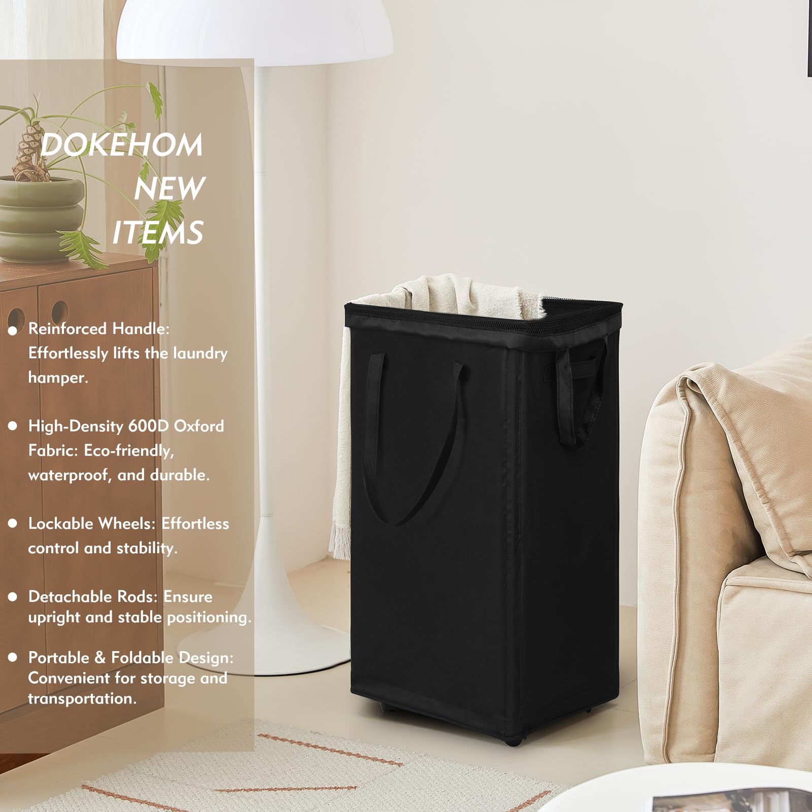 90L X Large Rolling Laundry Basket Hamper on Wheels