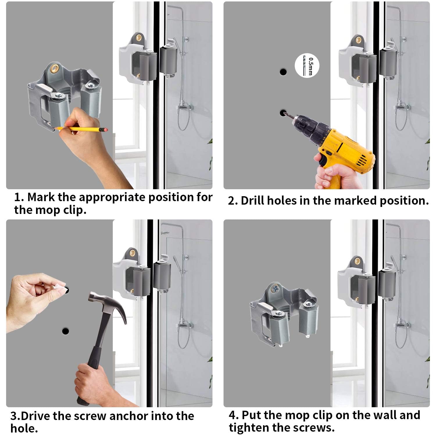 Mop and Broom Holder Big Size Hanging 1 KG Extra (10 Count)