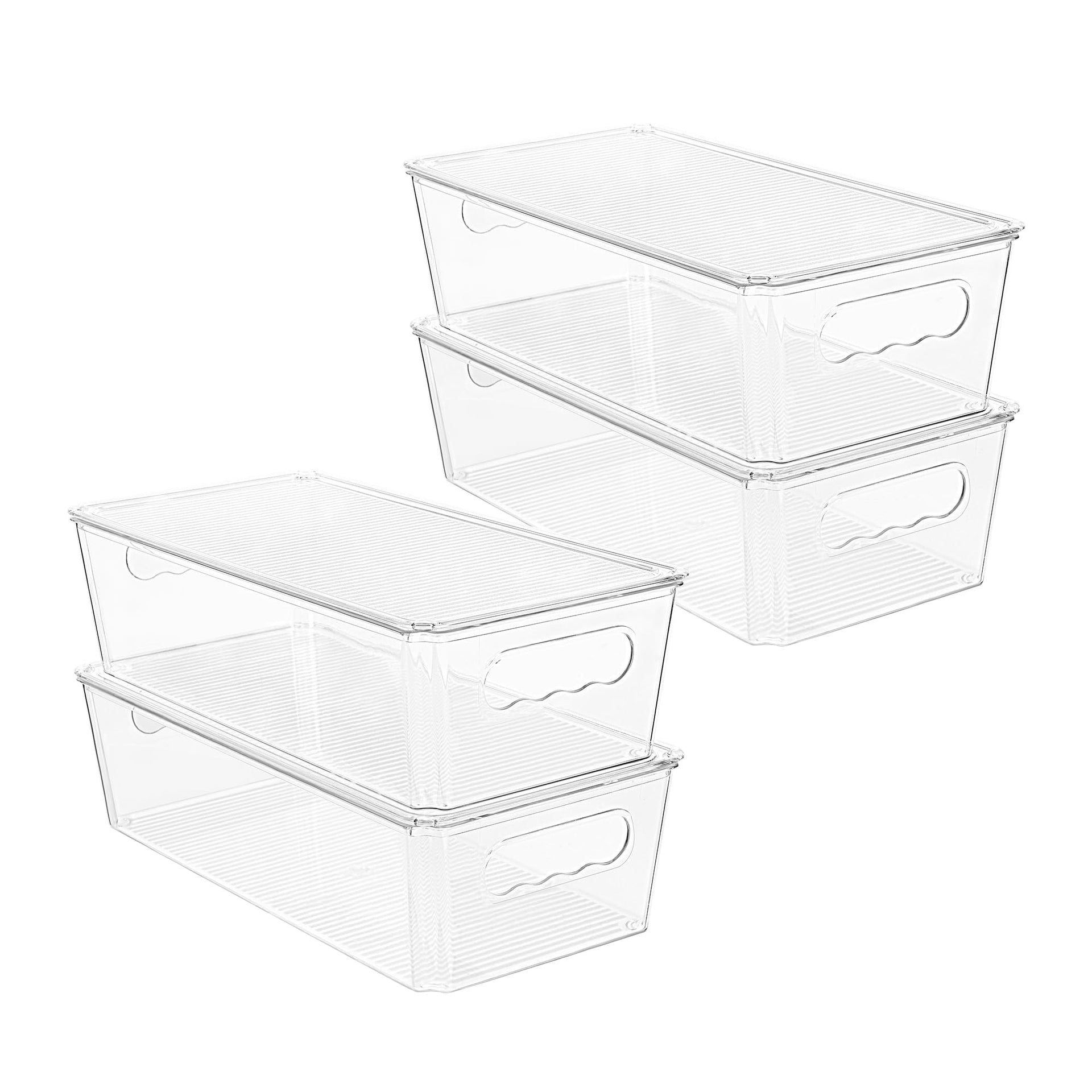 4pcs Clear Stackable Storage Bins with Lids (4 Count)