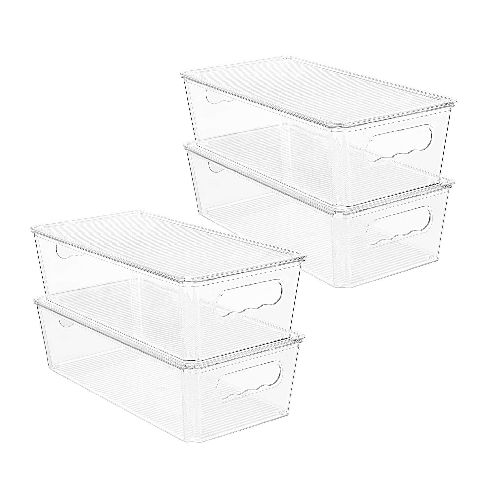 4pcs Clear Stackable Storage Bins with Lids (4 Count)