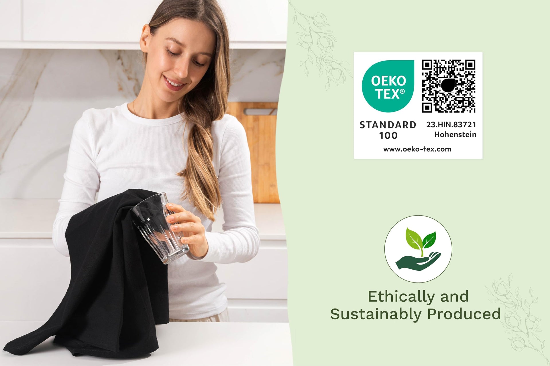 Organic Cotton Black Tea Towels (10 Count)