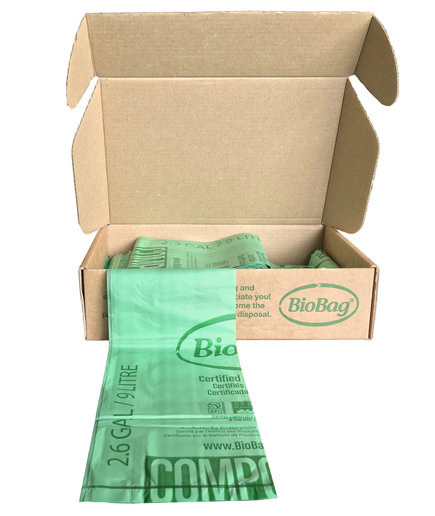 2.6 Gallon Compostable Food Scrap Bags by BioBag (100 Count)