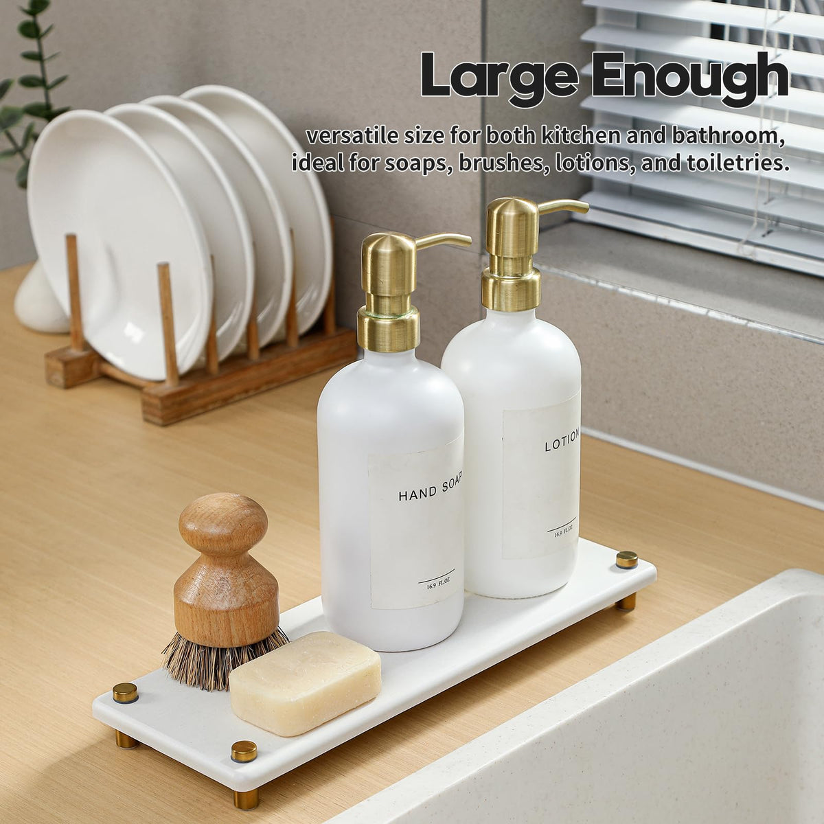White Gold Dish Drying Rack Tray
