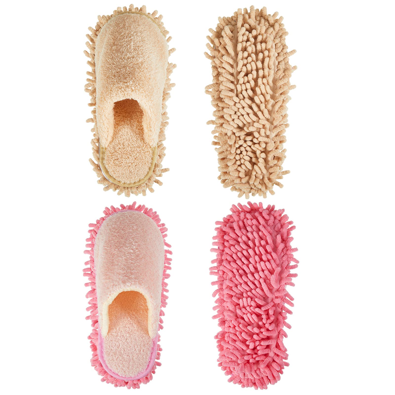 2 Pair Microfiber Slippers Floor Cleaning Mop
